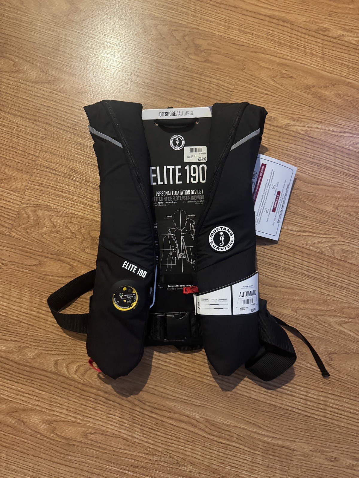 *NEW* Mustang Elite 190 Offshore Inflatable PFD - Black / Black *NEW* Mustang Elite 190 Offshore Inflatable PFD - Black / Black