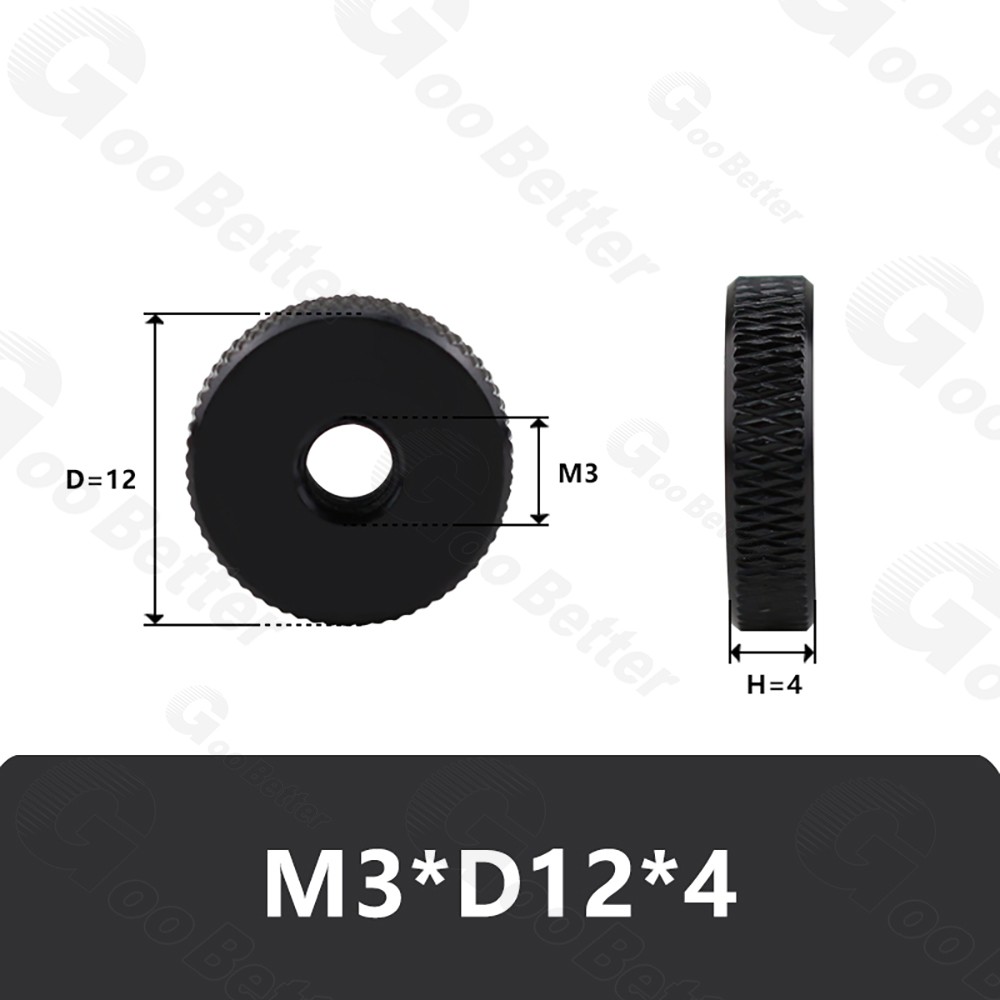 M3-M10 Aluminum Alloy Knurled Thumb Nuts Thin Flat Hand Grip Knobs Through Hole