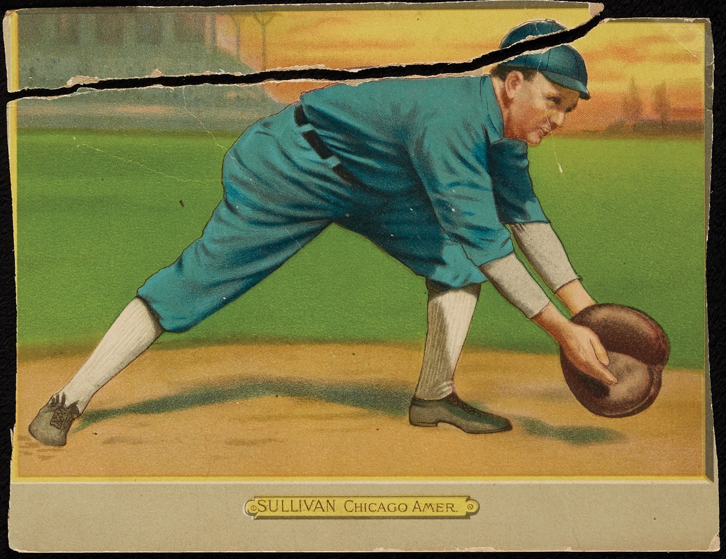 1910 T3 Turkey Red Cabinets #121 BILLY SULLIVAN Checklist Back TORN READ