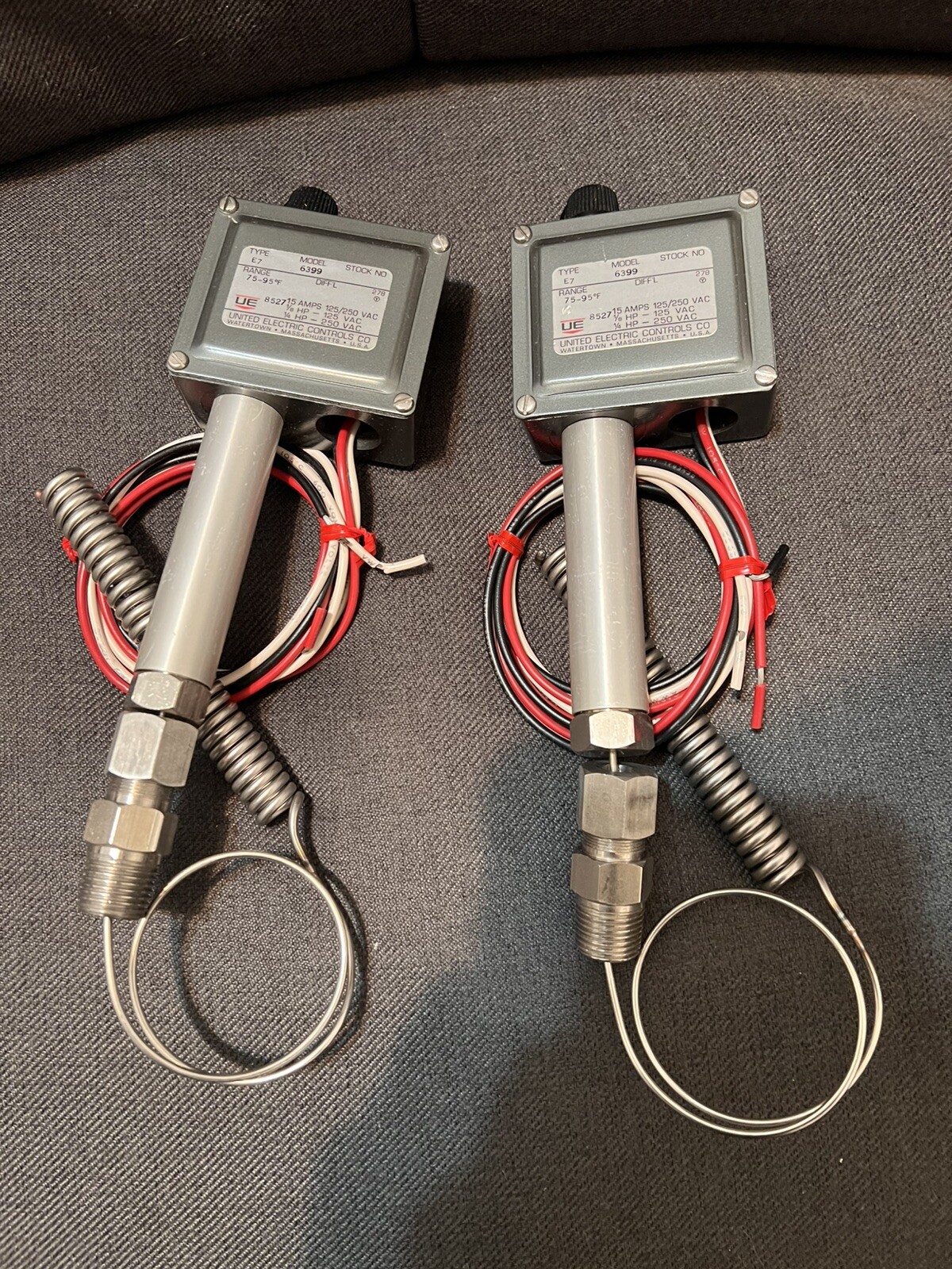 LOT OF 2 NEW UNITED ELECTRIC CONTROLS TEMPERATURE SWITCH MODEL: 6399 TYPE: E7
