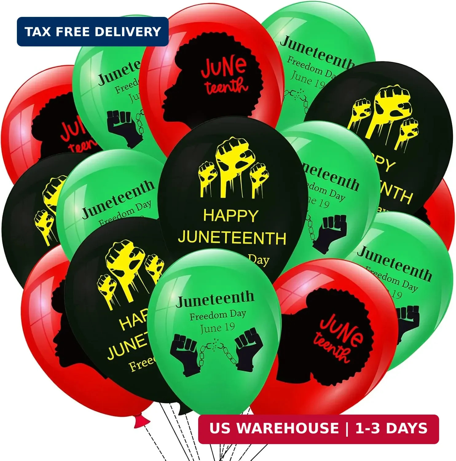 36PCS Happy Juneteenth Day Party Decorations Latex Balloons - Freedom Day Patrio