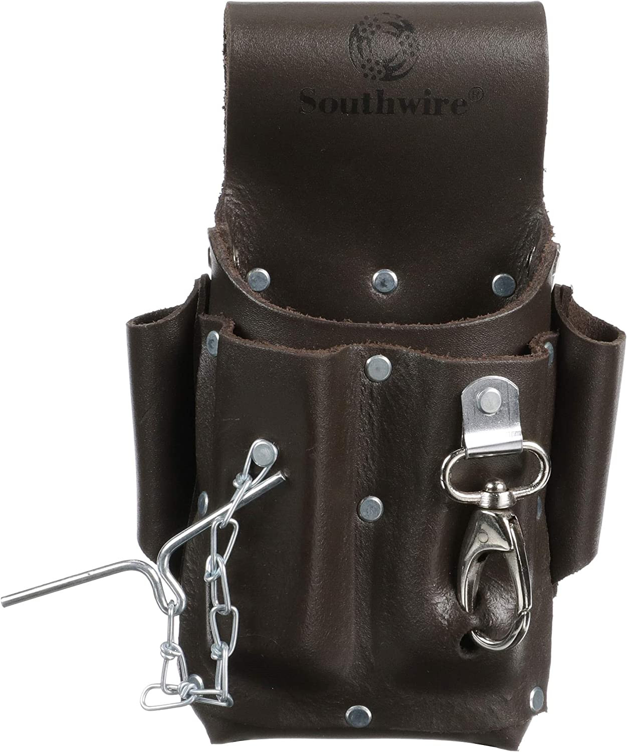 Southwire Tools & Equipment POUCH4 Leather Tool Pouch, 5 Pocket Pouch with Tape