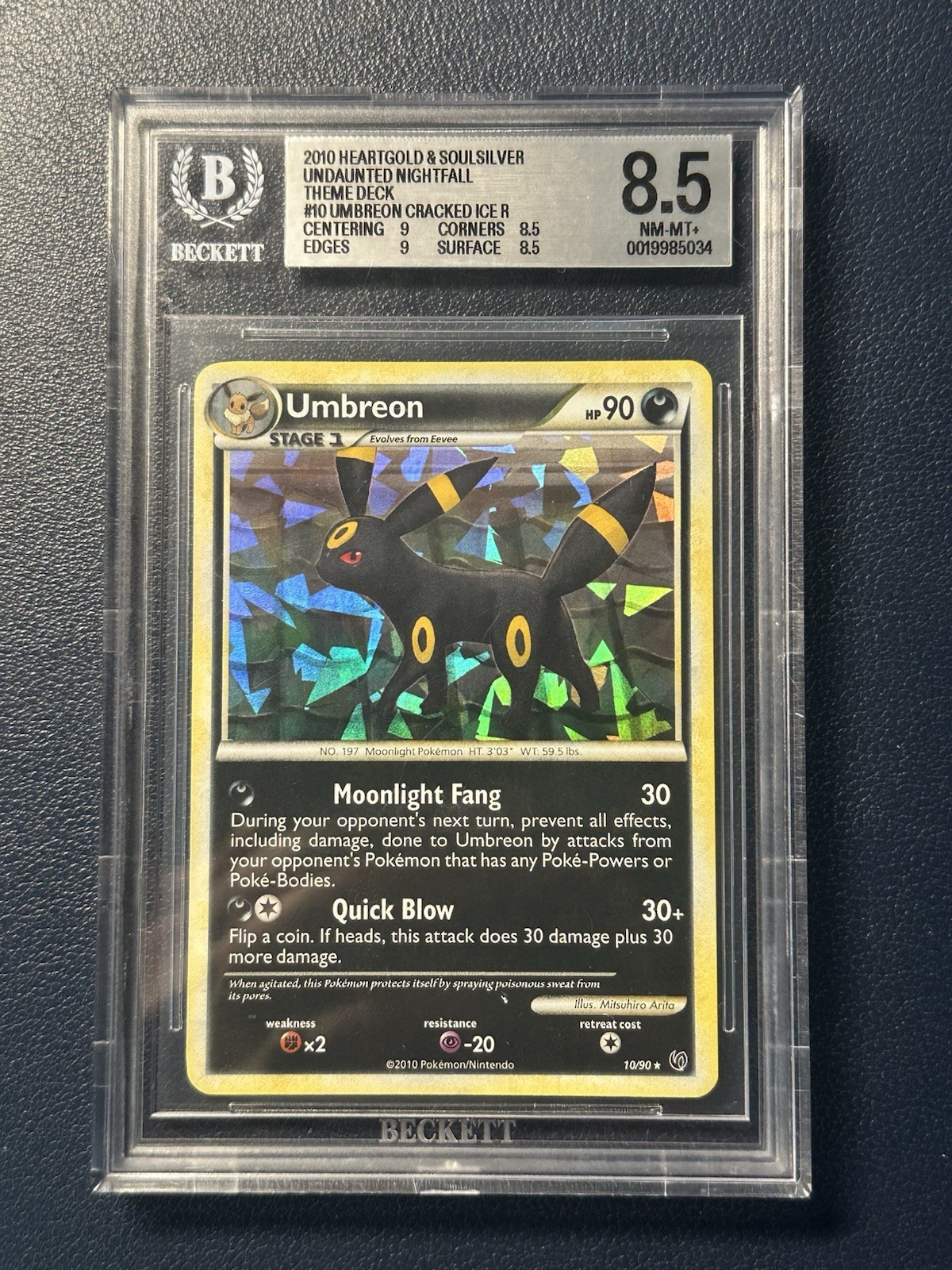 Pokemon HGSS Undaunted Umbreon #10 Cracked Ice Holo BGS 8.5 NM-MT+