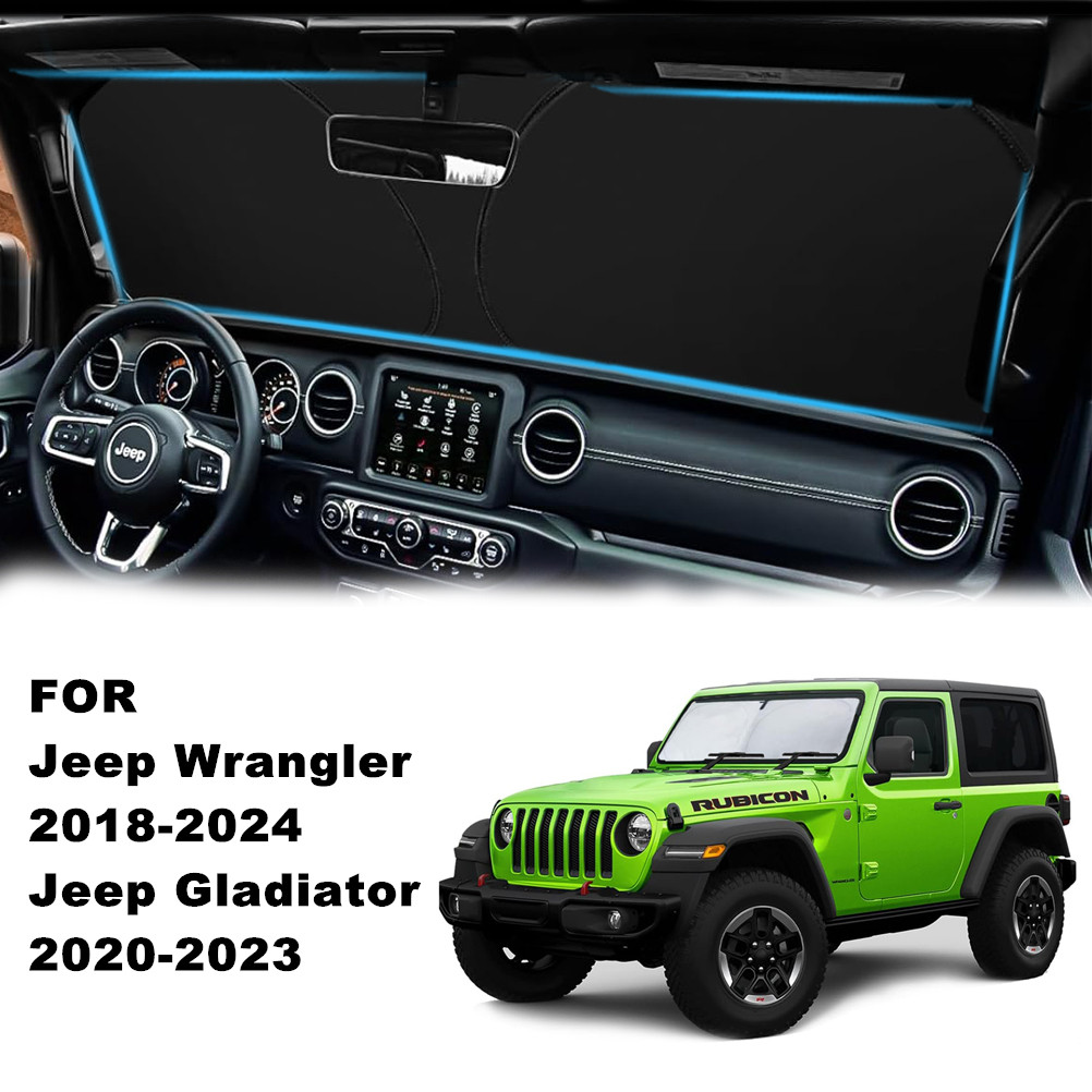 Custom For 2018-2026 Jeep Wrangler Gladiator Front Windshield Sun Shade Cover
