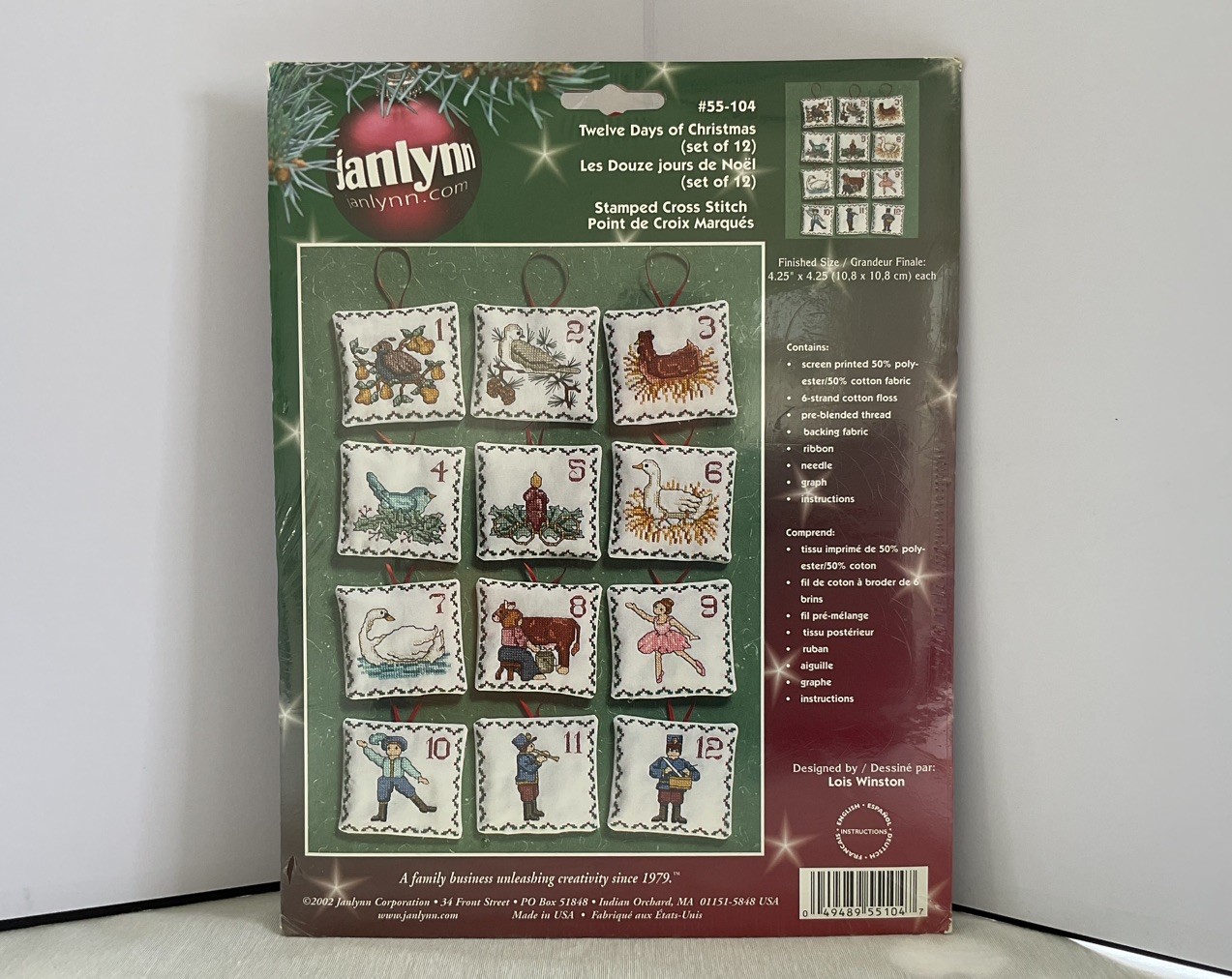 Janlynn Twelve Days of Christmas Set of 12 #55-104 Cross Stitch Kit Vintage NOS Janlynn Twelve Days of Christmas Set of 12 #55-104 Cross Stitch Kit Vintage NOS