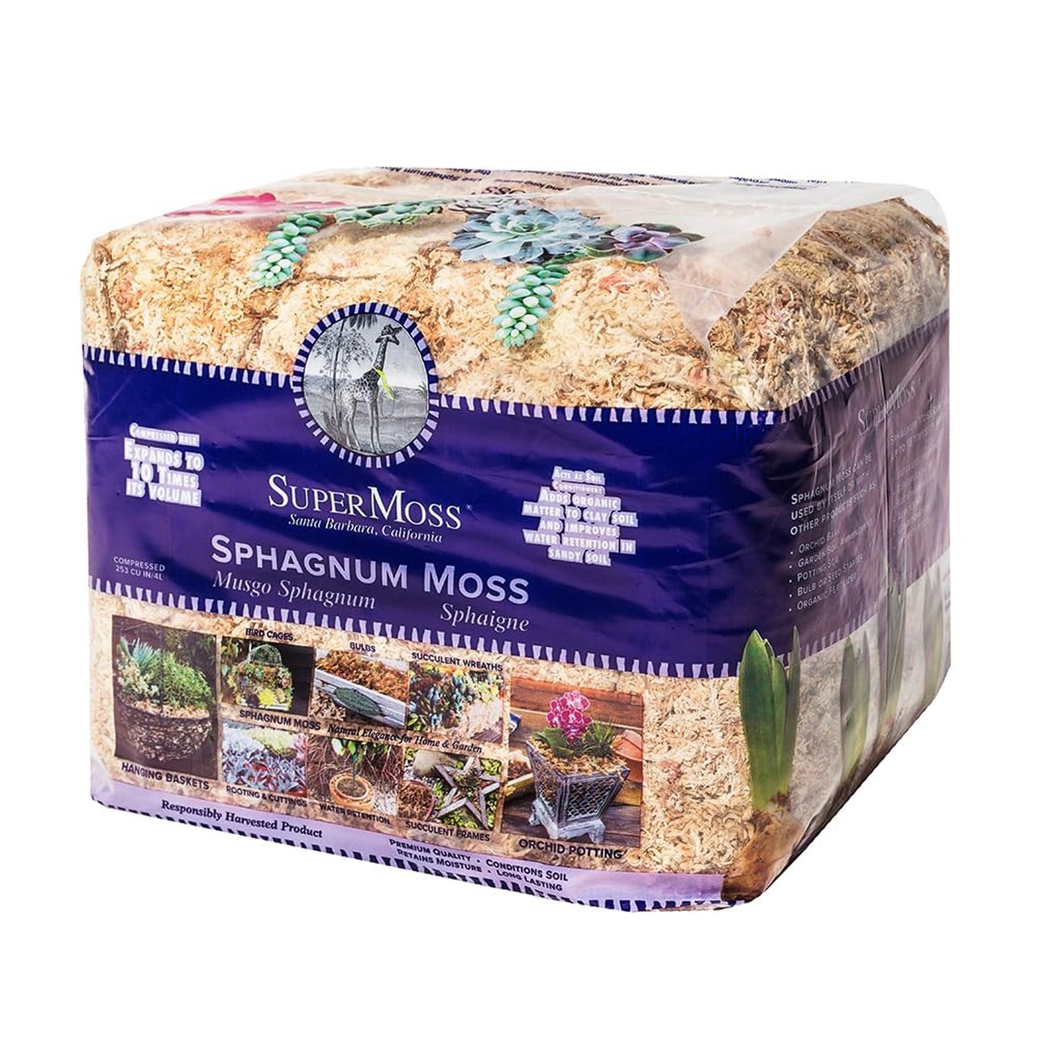 SuperMoss (22325) Orchid Sphagnum Moss Dried, Natural, 1 Pound Mini Bale SuperMoss (22325) Orchid Sphagnum Moss Dried, Natural, 1 Pound Mini Bale