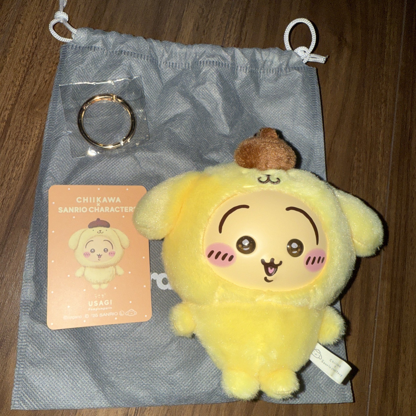 Chiikawa × Sanrio Plush Keychain Kiramekko Usagi X Pompompurin Japan NEW