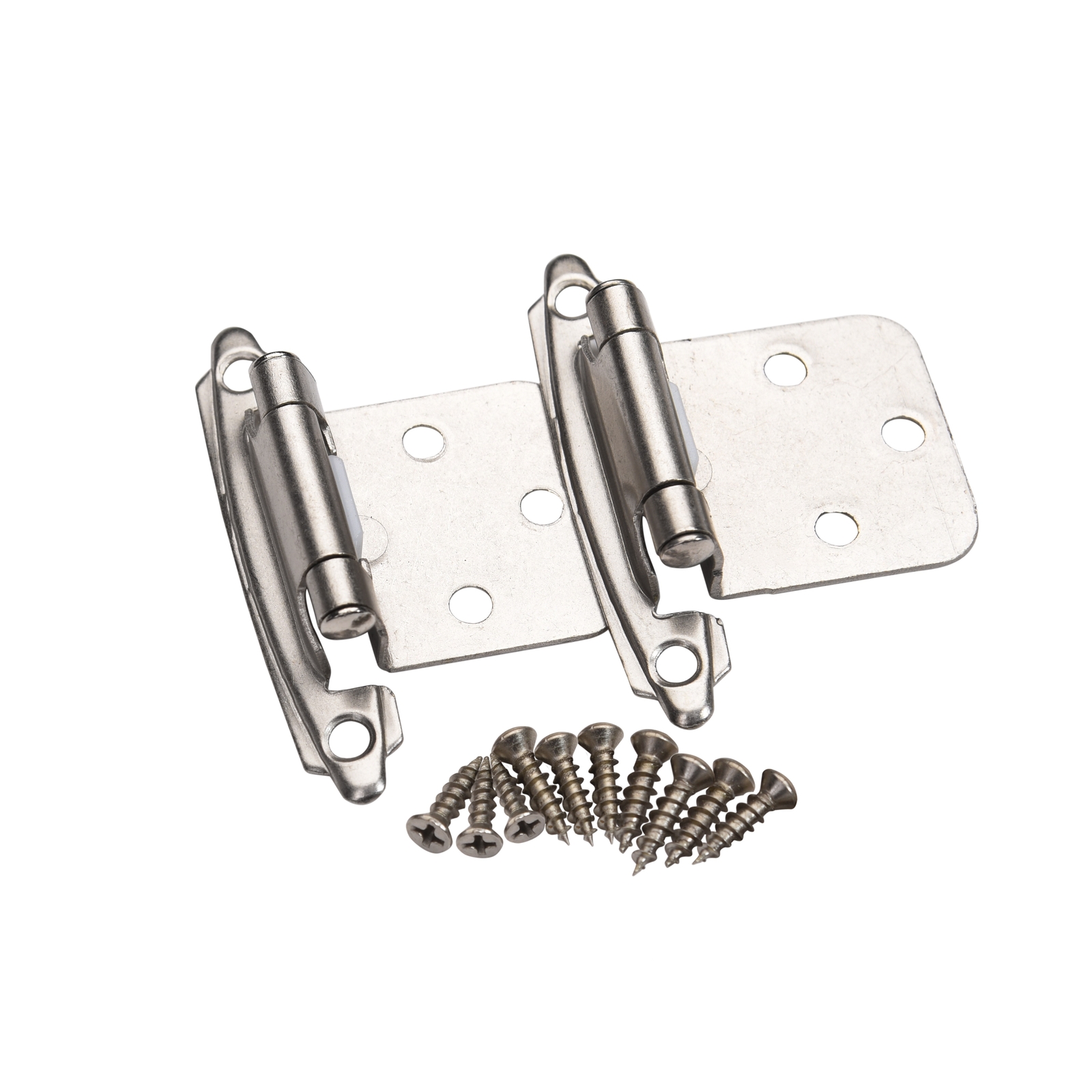 50 Pair Self Closing Cabinet Door Variable Overlay Hinges Satin Nickel 495-SN