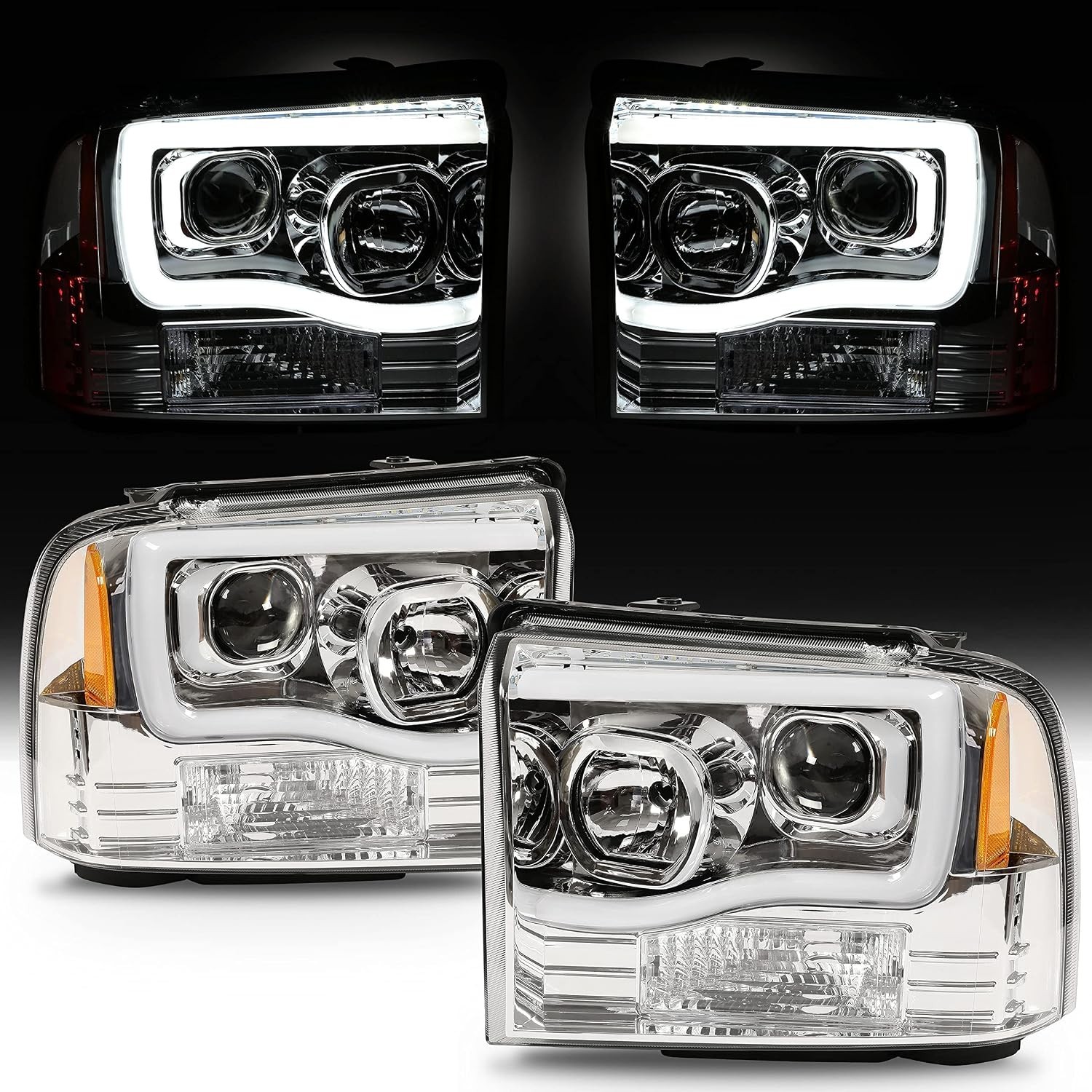 LED Projector Headlights Compatible with 2005-2007 Ford F250 F350 F450 F550 Supe LED Projector Headlights Compatible with 2005-2007 Ford F250 F350 F450 F550 Supe