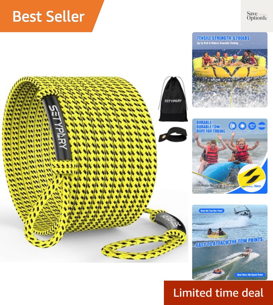 4-6K 60FT Boat Tow Rope for Tubing, Fits 1-4 Person Towable Tubes Boating, He... 4-6K 60FT Boat Tow Rope for Tubing, Fits 1-4 Person Towable Tubes Boating, He...