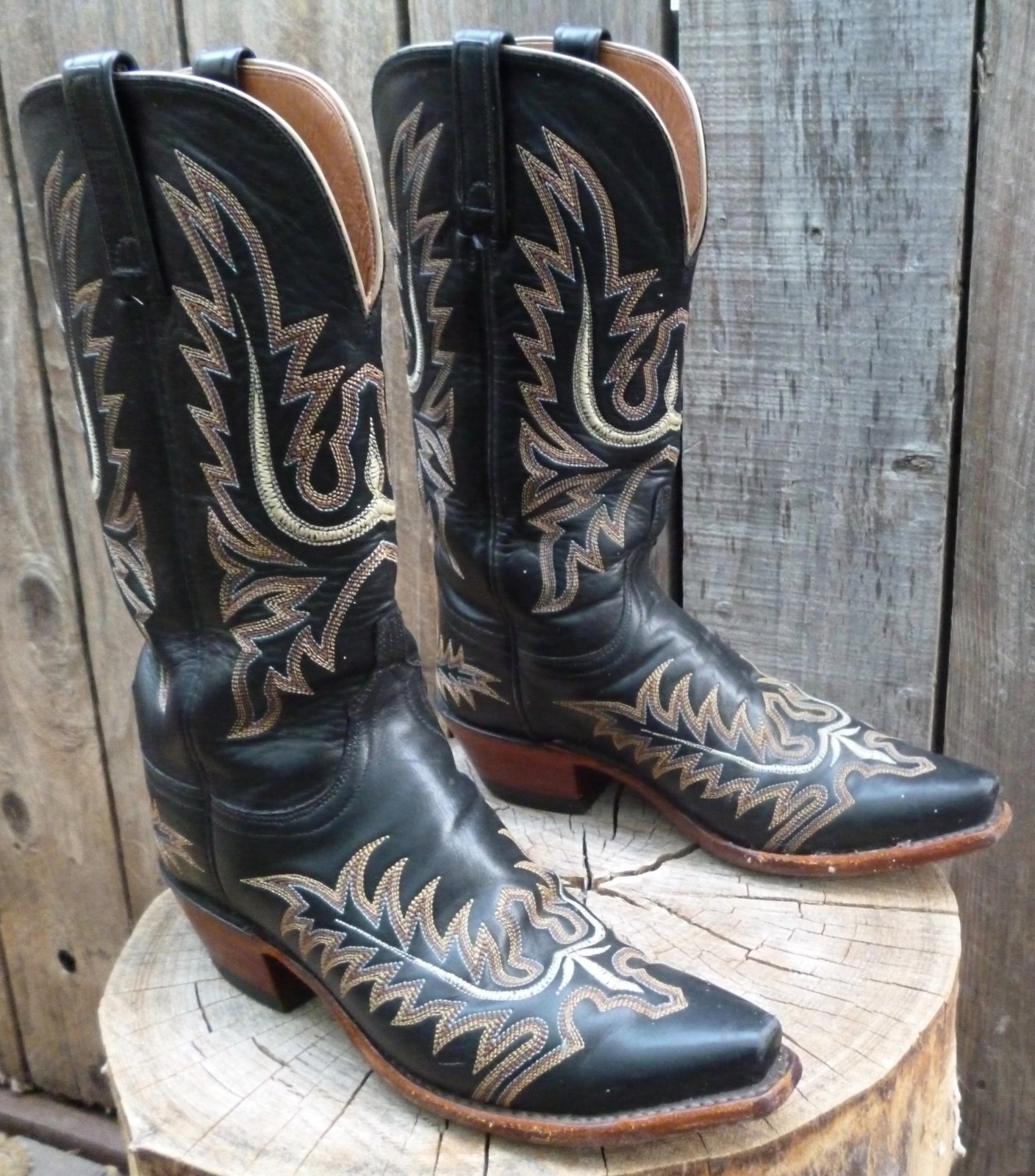 1883 by Lucchese Women\'s Boots 8 1/2 B Embroidered Black Leather Used