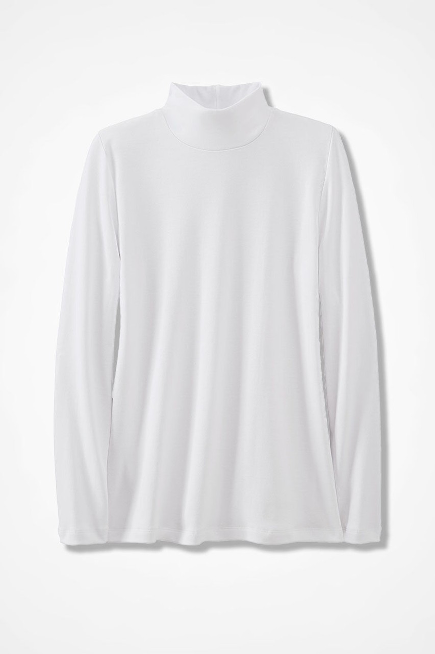 Coldwater Creek Womens Standneck Tee 100% Cotton Long Sleeve Shirt New 21521