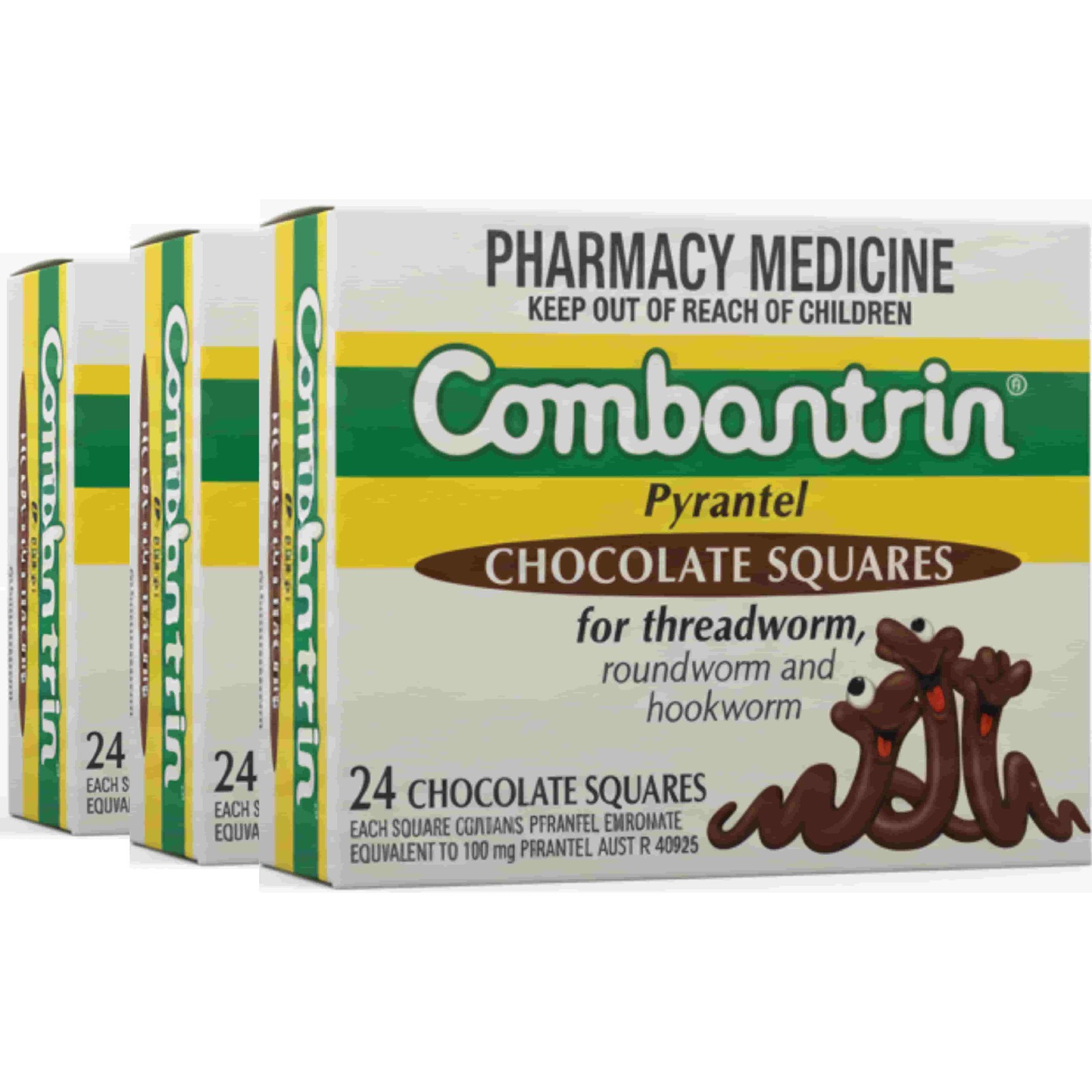 Combantrin Chocolate Squares - 3-Pack - Made in Australia - EXP: 11/2028