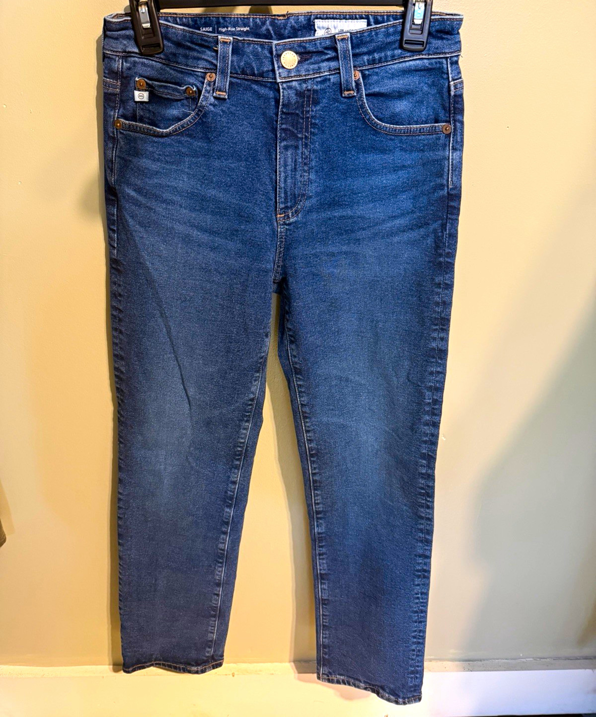 AG Adriano Goldschmied Women\'s Saige High Rise Straight Stretch Jeans Blue 27 AG Adriano Goldschmied Women\'s Saige High Rise Straight Stretch Jeans Blue 27