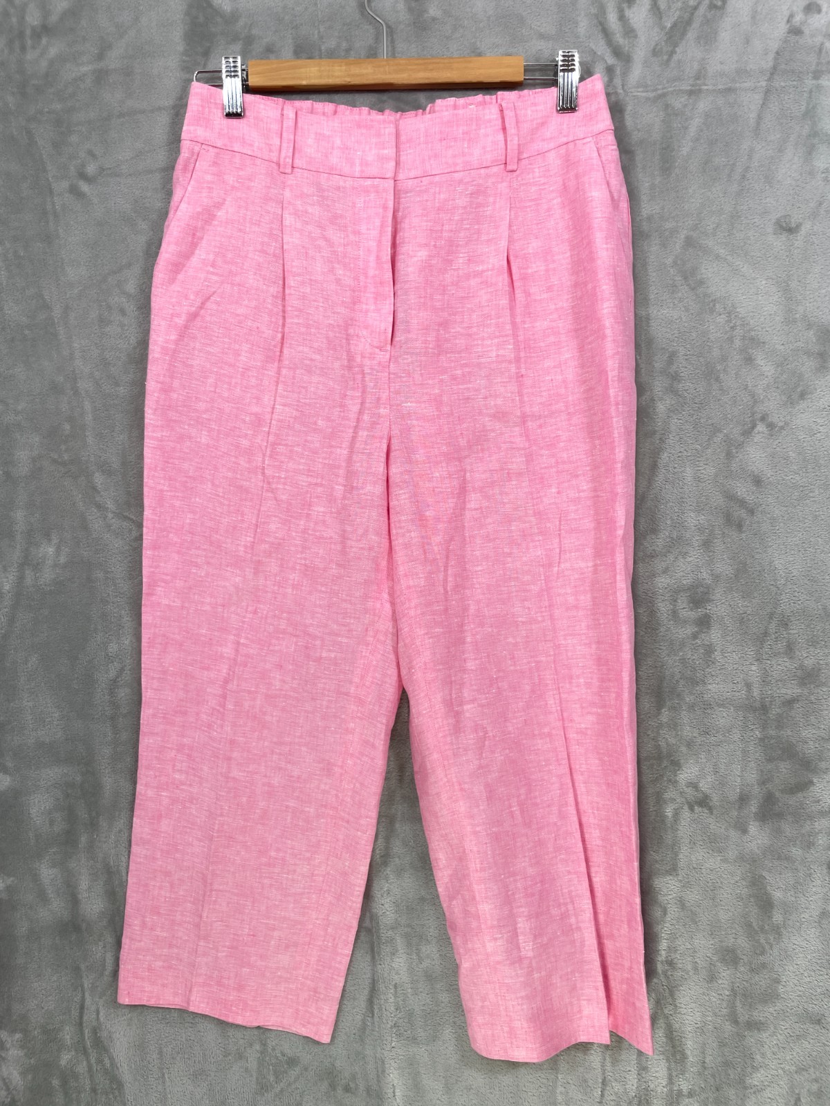 Talbots Bristol Crop Pants Women Size 6 Pink 100% Linen Wide Leg 23\ Talbots Bristol Crop Pants Women Size 6 Pink 100% Linen Wide Leg 23\