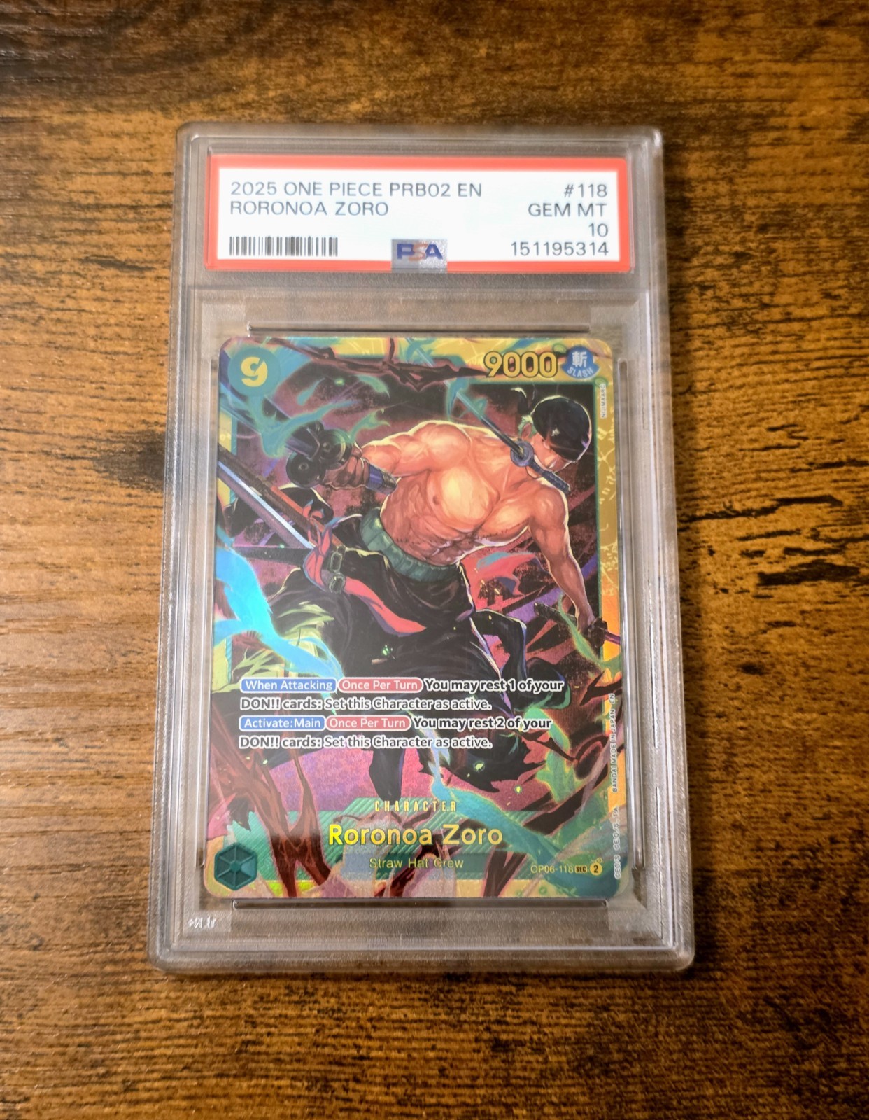 2025 One Piece PRB02 Roronoa Zoro #118 Secret Rare English PSA 10 Gem Mint