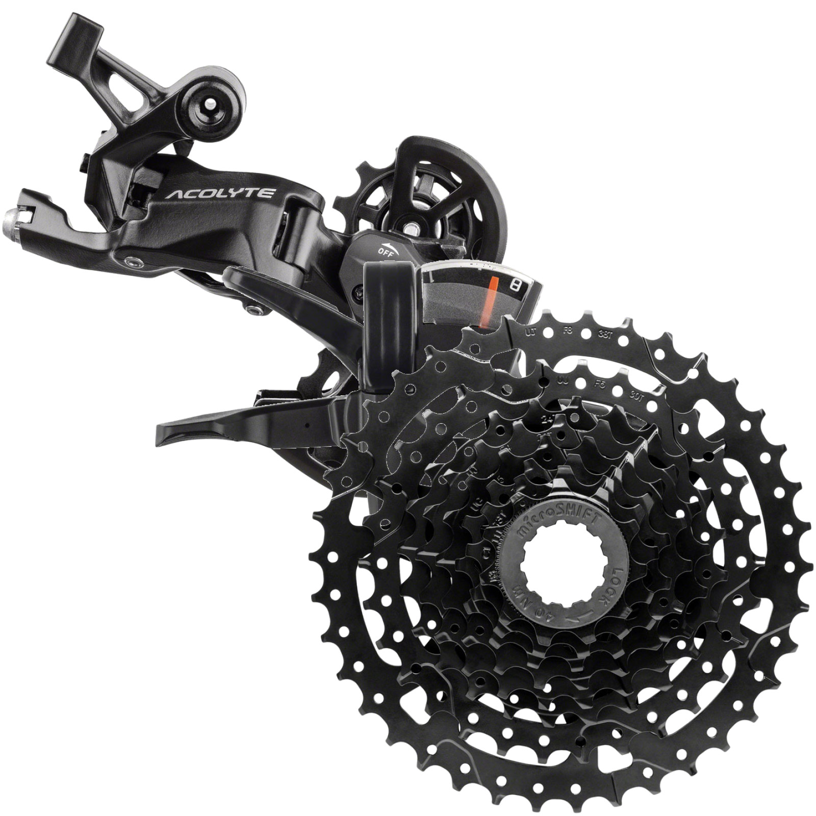 microSHIFT Acolyte 8-Speed Bike Parts Bundle: Super Short Cassette, Rear