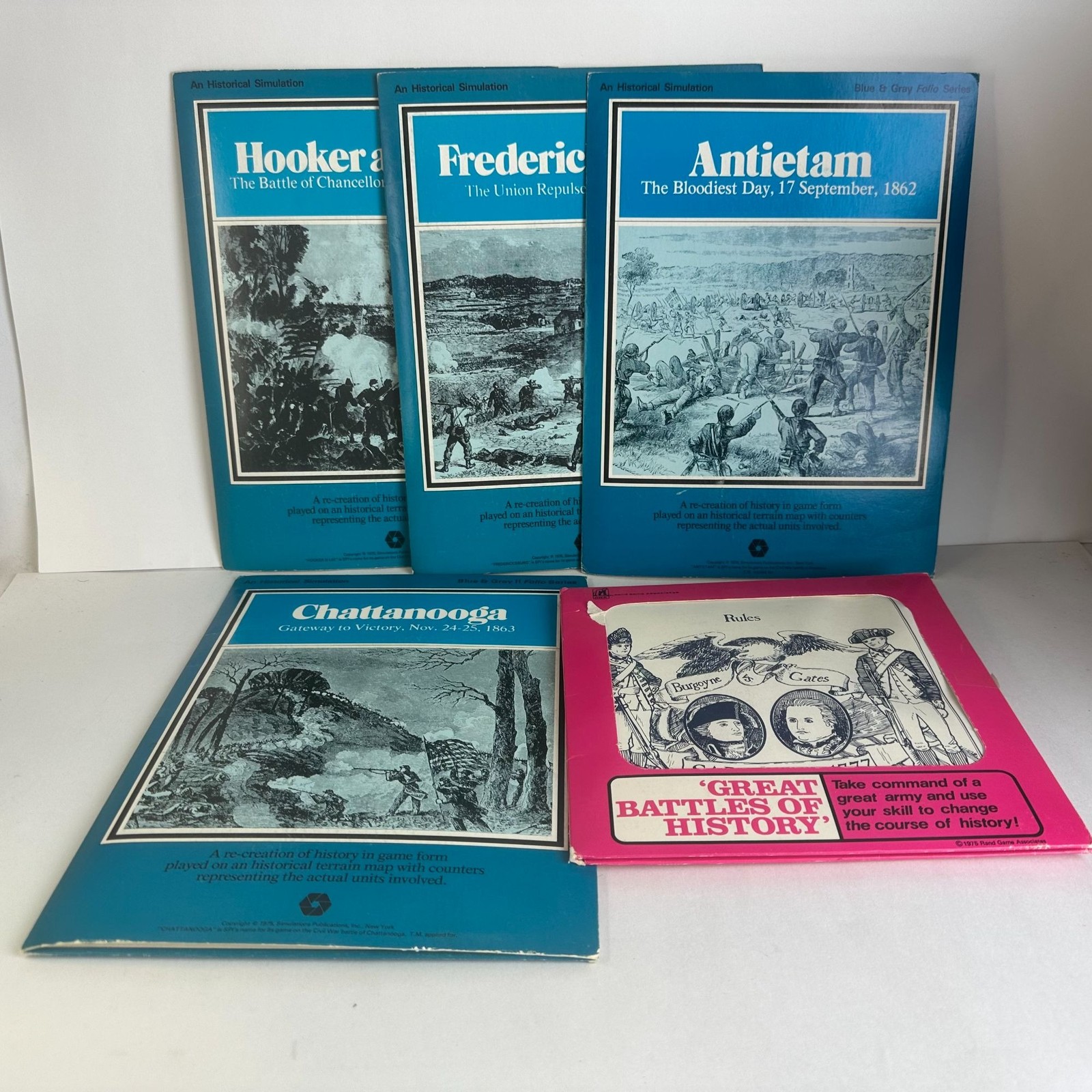 Lot Of 5 SPI Wargame Folios Hooker & Lee Fredericksburg Antietam Etc
