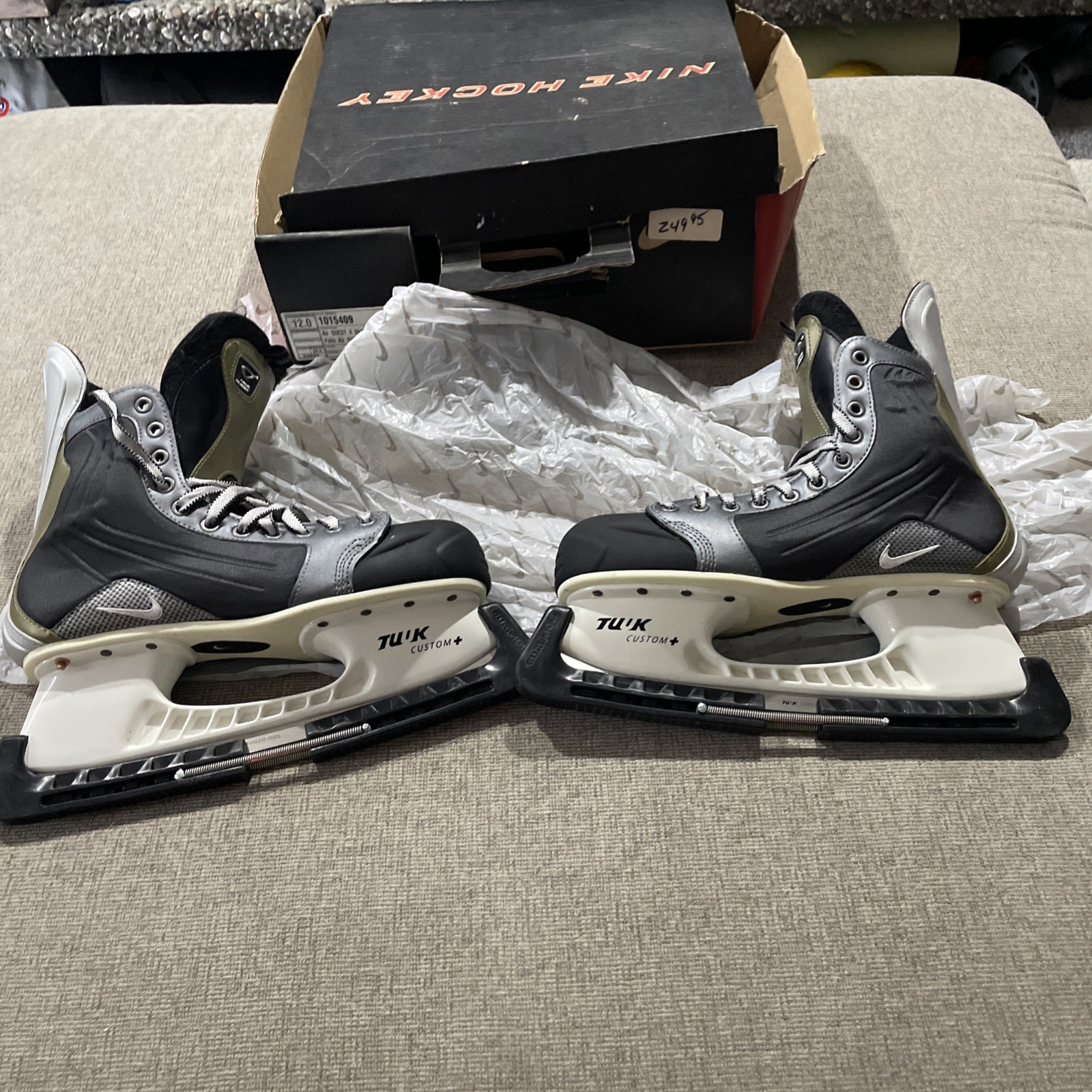 RARE Deadstock Nike Quest 4 Zoom Air Ice Hockey Skates Sr 12D Tuuk Vintage