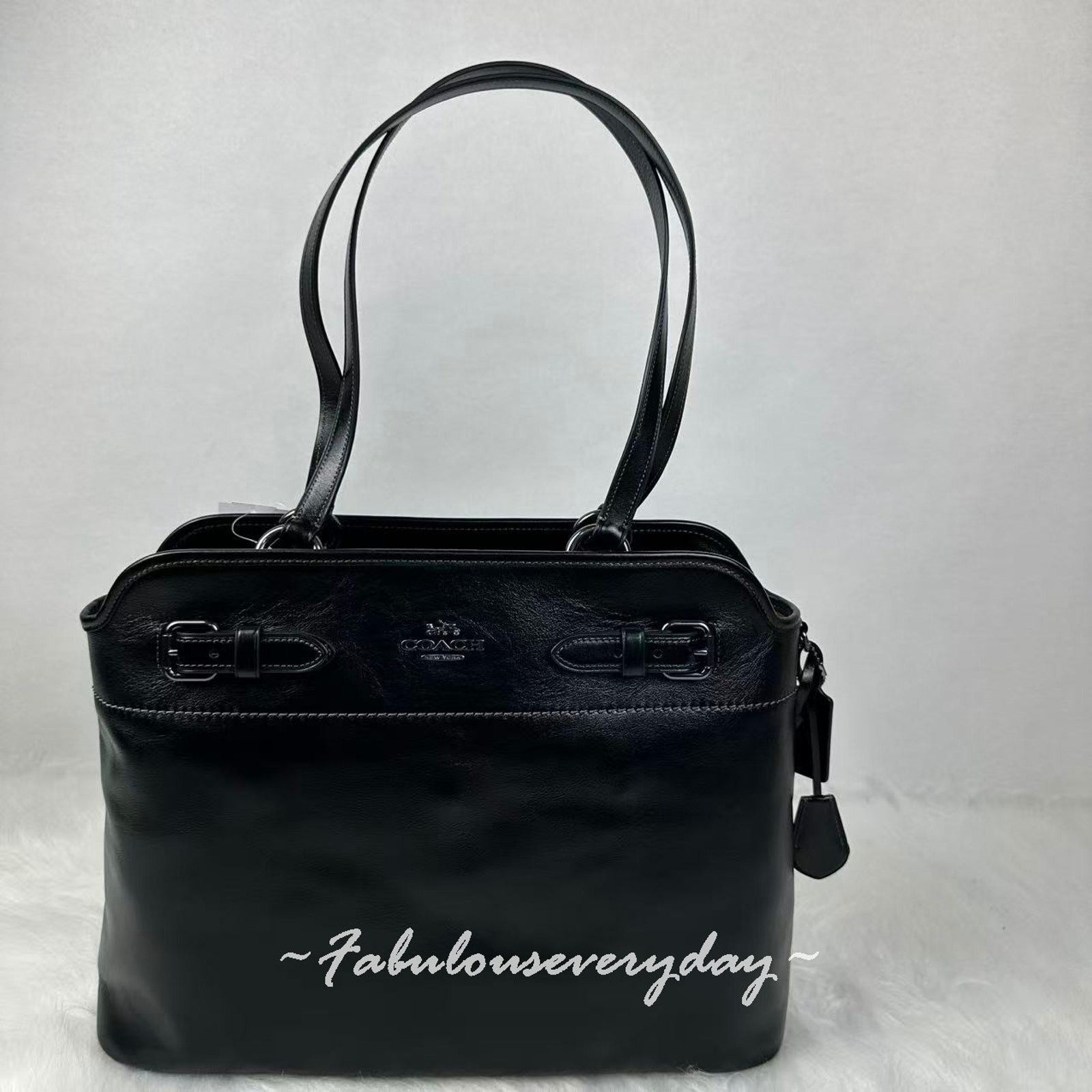 Coach Easton Tote Bag In Leather/Gunmetal/Black CCZ07 NWT