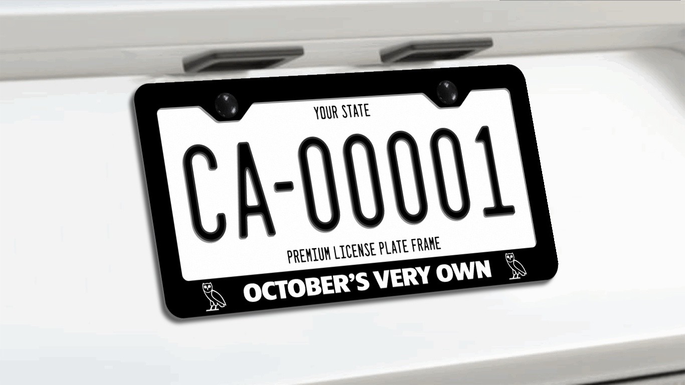 October\'s Very Own OVO License Plate Frame - Black PREMIUM Powder Coated Metal