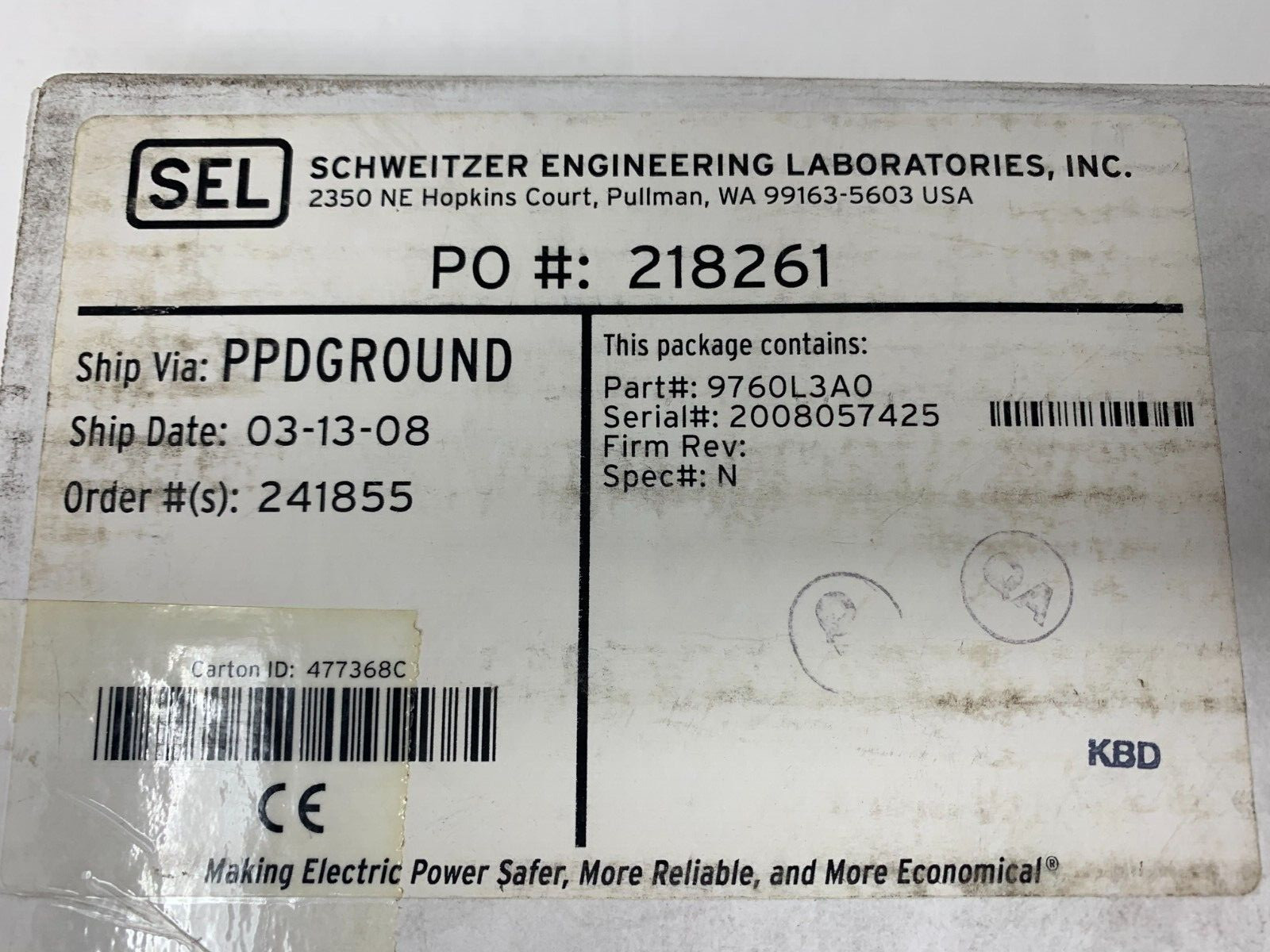Schweitzer Engineering 9760L3A0 SELect I/O 8-Digital Input Card SEL-751A 125VDC Schweitzer Engineering 9760L3A0 SELect I/O 8-Digital Input Card SEL-751A 125VDC