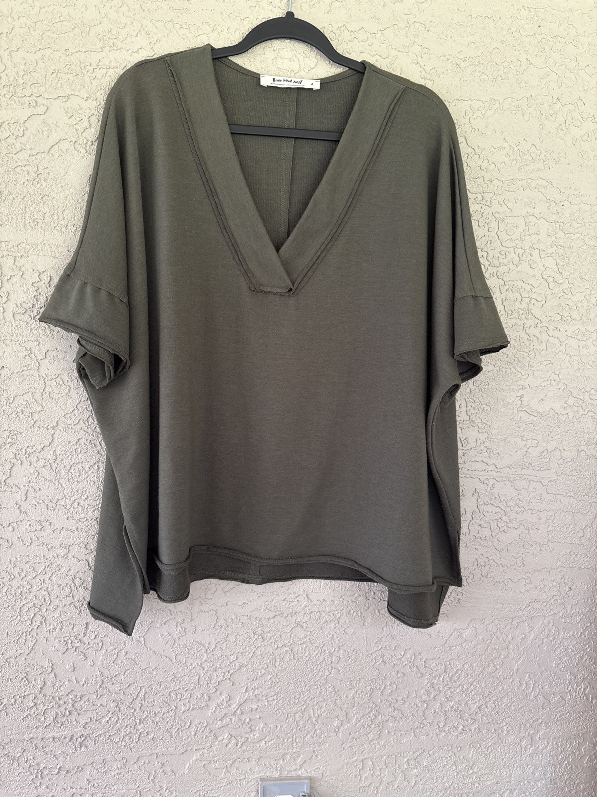 Three Bird Nest Women’s Oversized Shirt Size L Olive Green