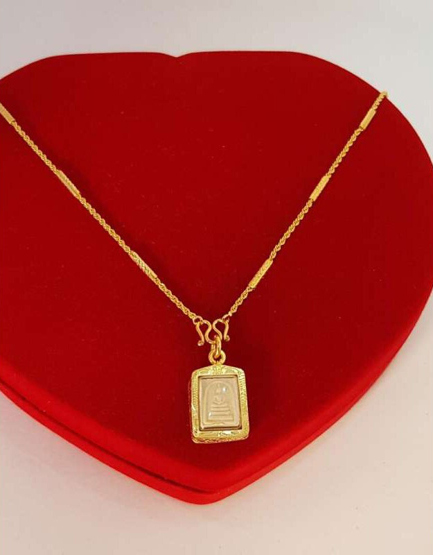 Phra Somdej Wat Rakang Gold Plated Micron Necklace Pendant Thai Buddha Amulet