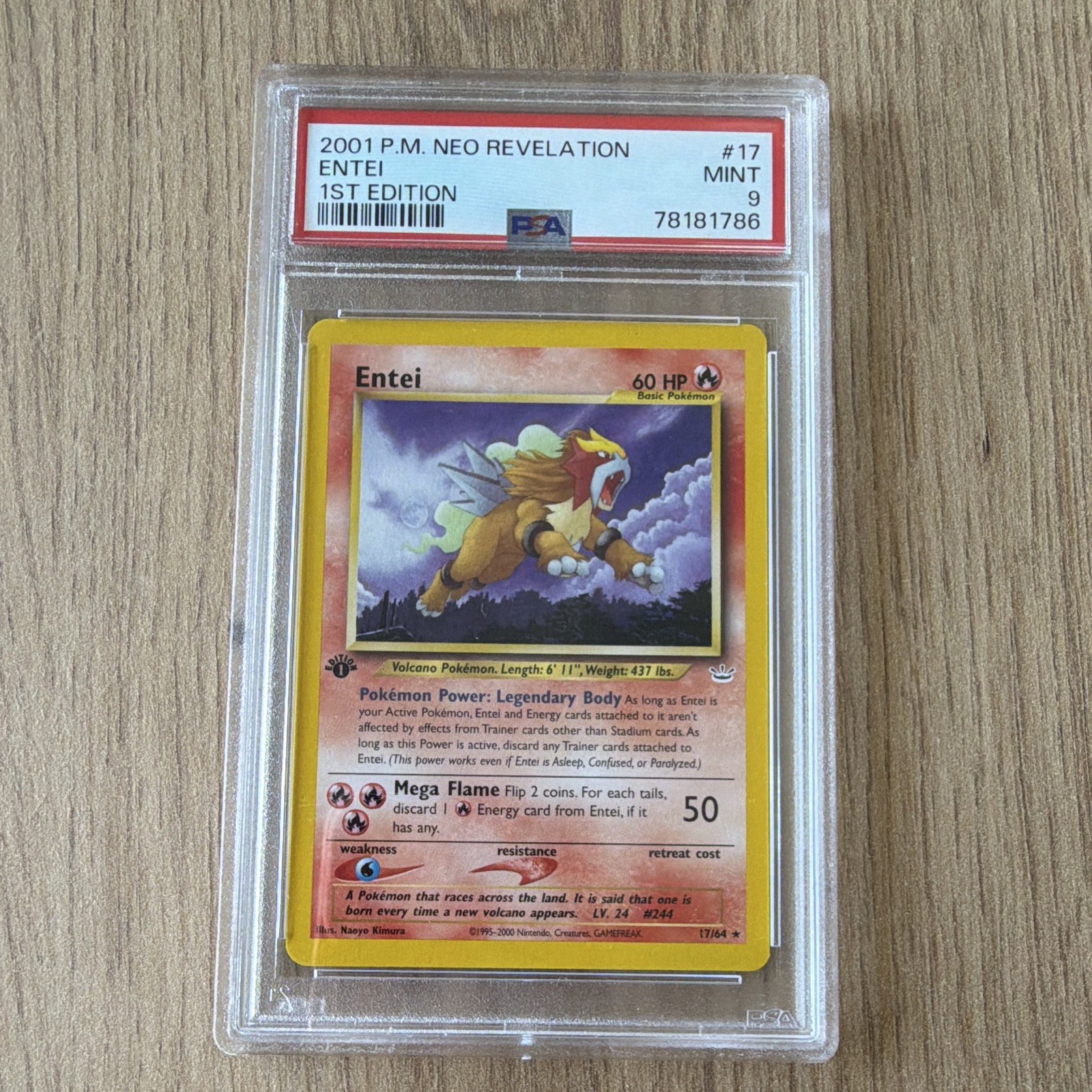 Pokemon TCG Entei Neo Revelation 2001 1st Edition 17/64 English PSA 9 Pokemon TCG Entei Neo Revelation 2001 1st Edition 17/64 English PSA 9