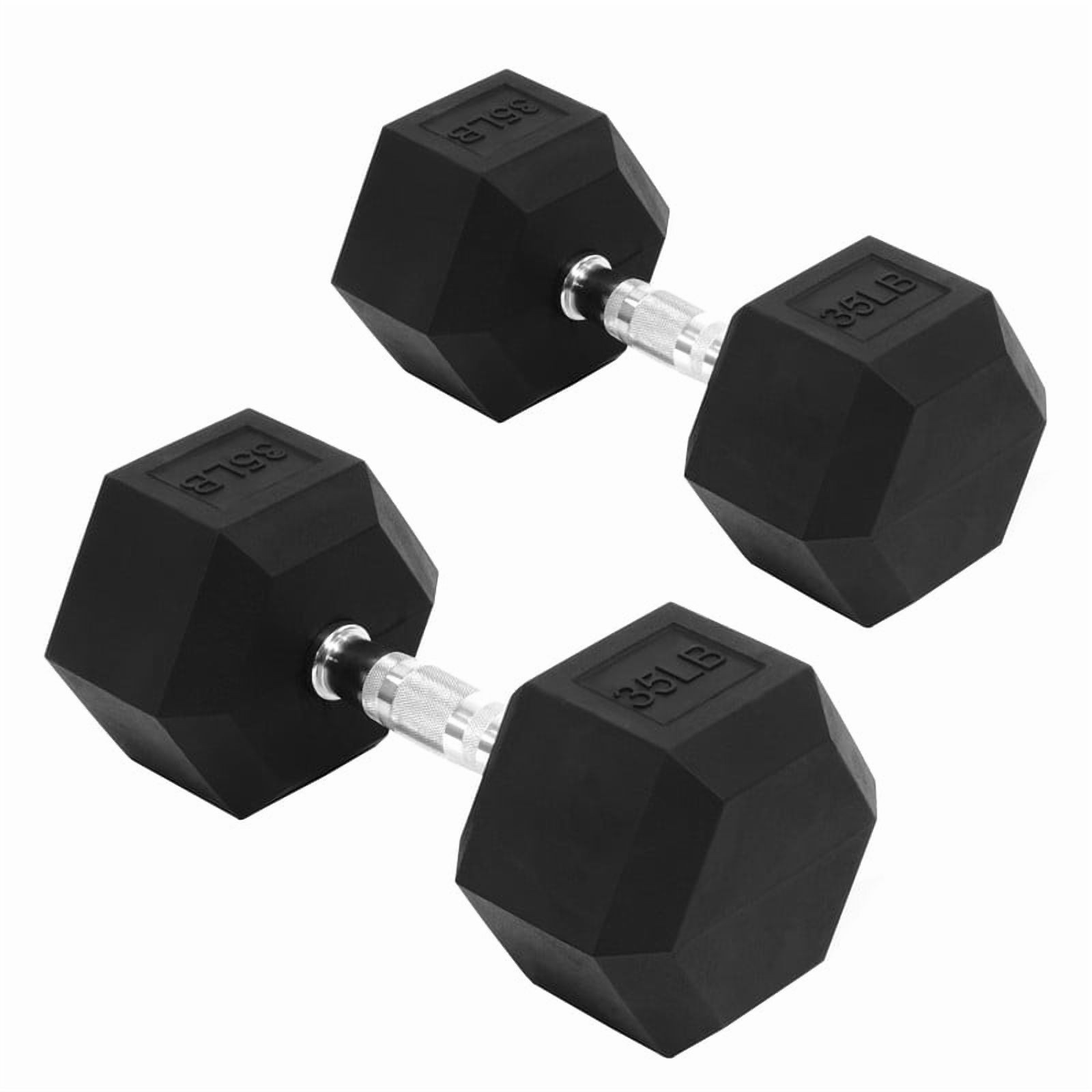 Sprint Demon 35LB Rubber Hex Dumbbell Set 2pc Non-Slip Grip Home Gym