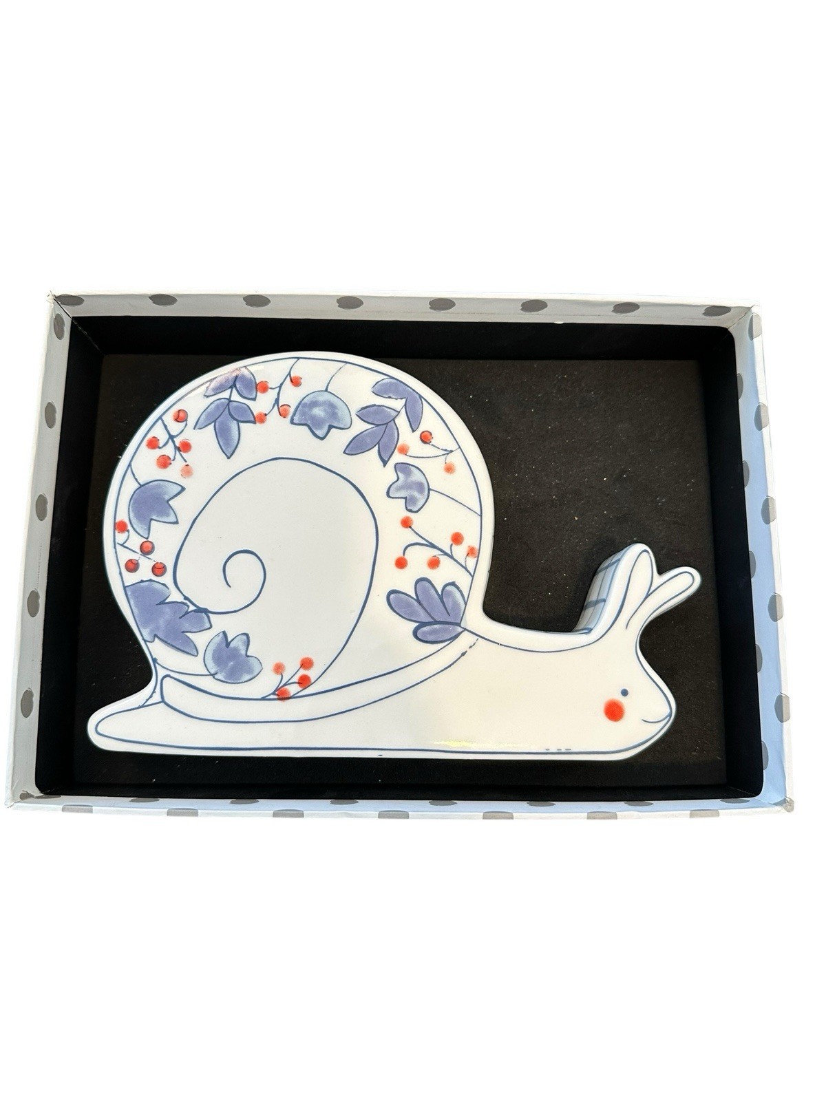 NIB Molly Hatch Land of Nod Ceramic Floral Snail Coin Saving Piggy Bank Vintage
