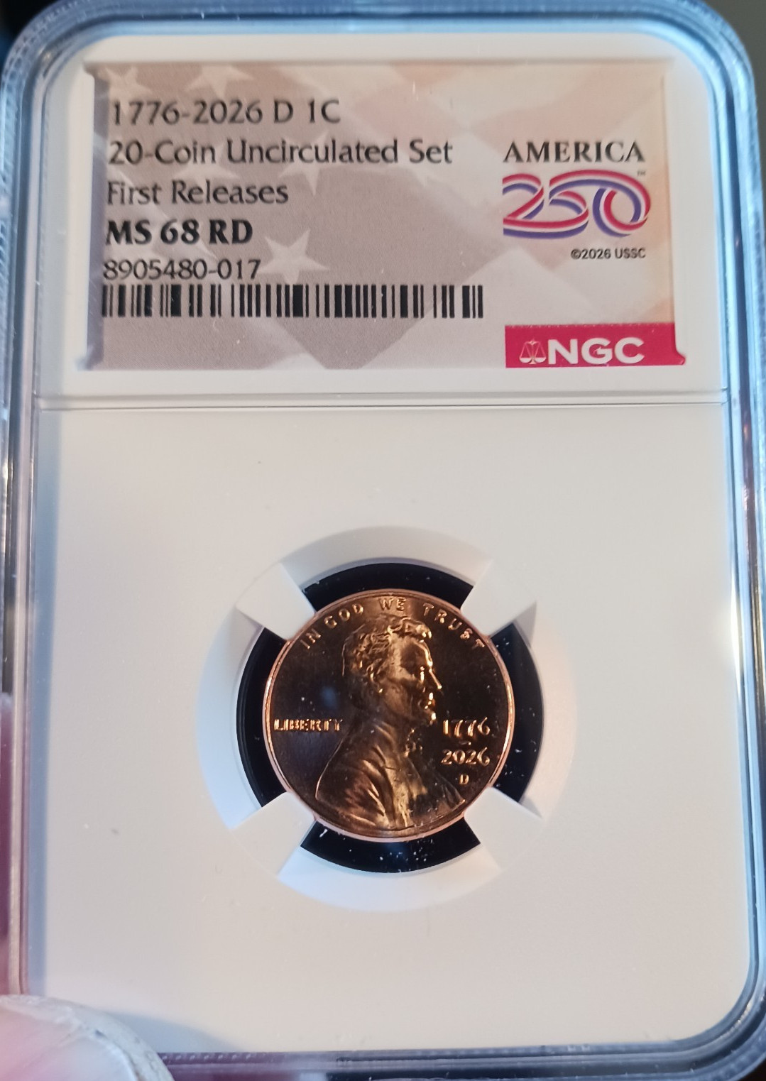 1776–2026 - D Lincoln Cent from 20 COIN Set NGC MS 68 FR 250