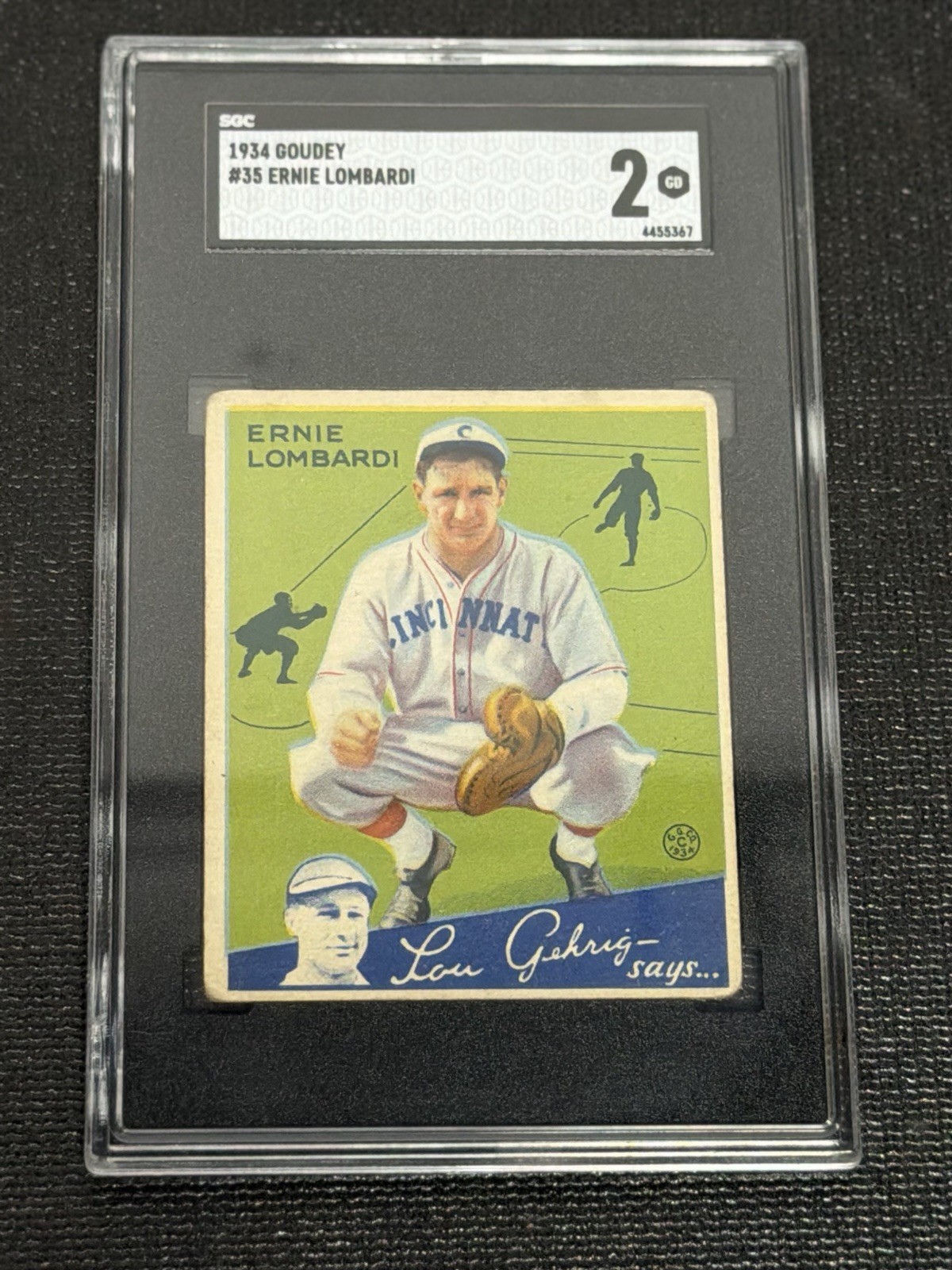 1934 Goudey Big League Chewing Gum  Ernie Lombardi #35 SGC 2 Cincinnati Reds 