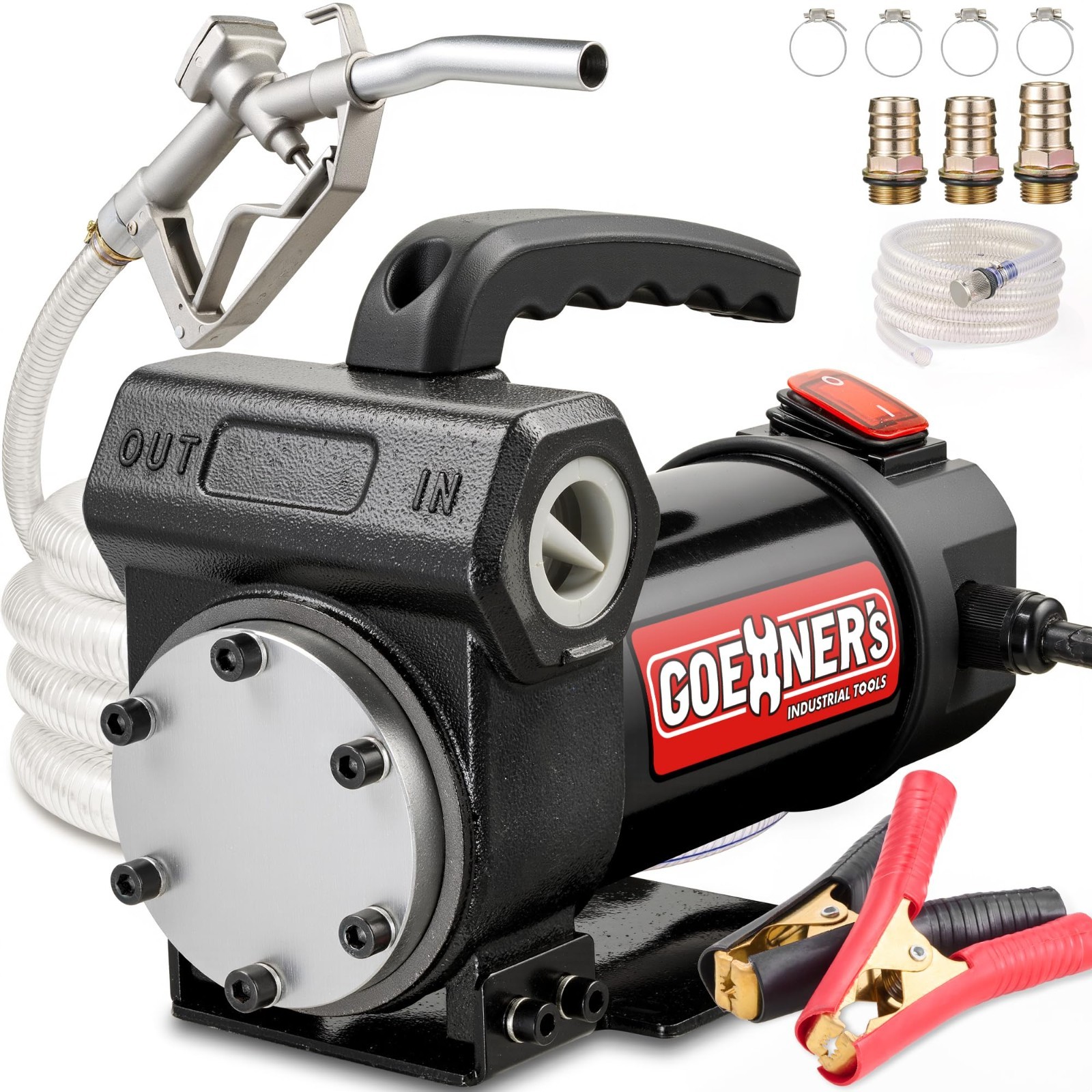 12V Diesel Transfer Pump Kit 15GPM with Automatic Shut-Off Nozzle Self Priming