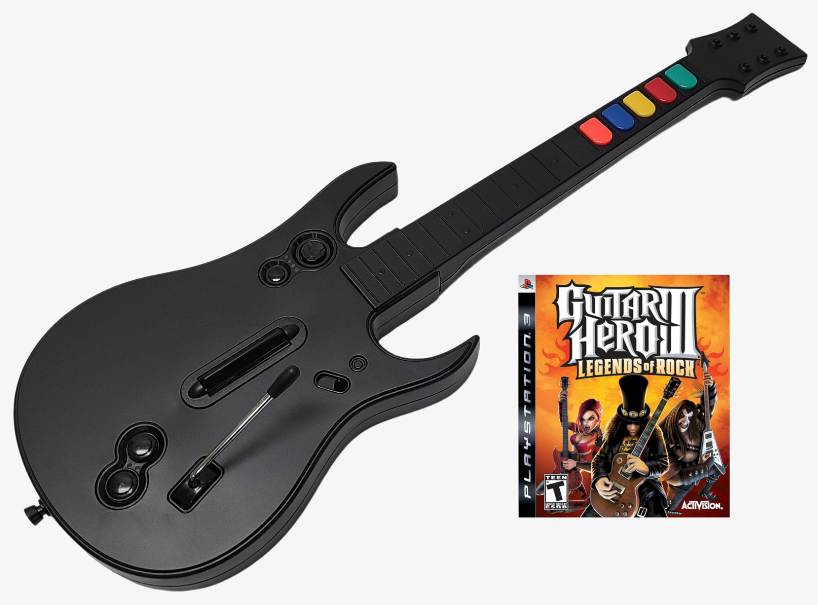 NEW PS3 Guitar Hero III 3 & Rock Band Wireless Controller + Game Bundle Set Kit NEW PS3 Guitar Hero III 3 & Rock Band Wireless Controller + Game Bundle Set Kit
