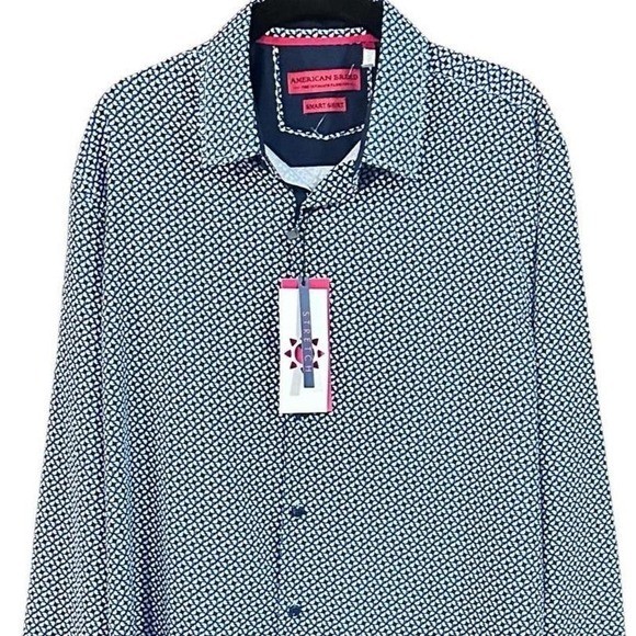 NWT MSRP $169 American Breed Men\'s Large Button Up Blue & White Contemporary