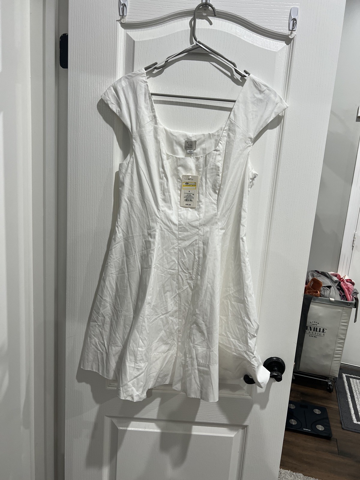 A New Day White Square Neck Fit & Flare Mini Dress Size 6 NWT
