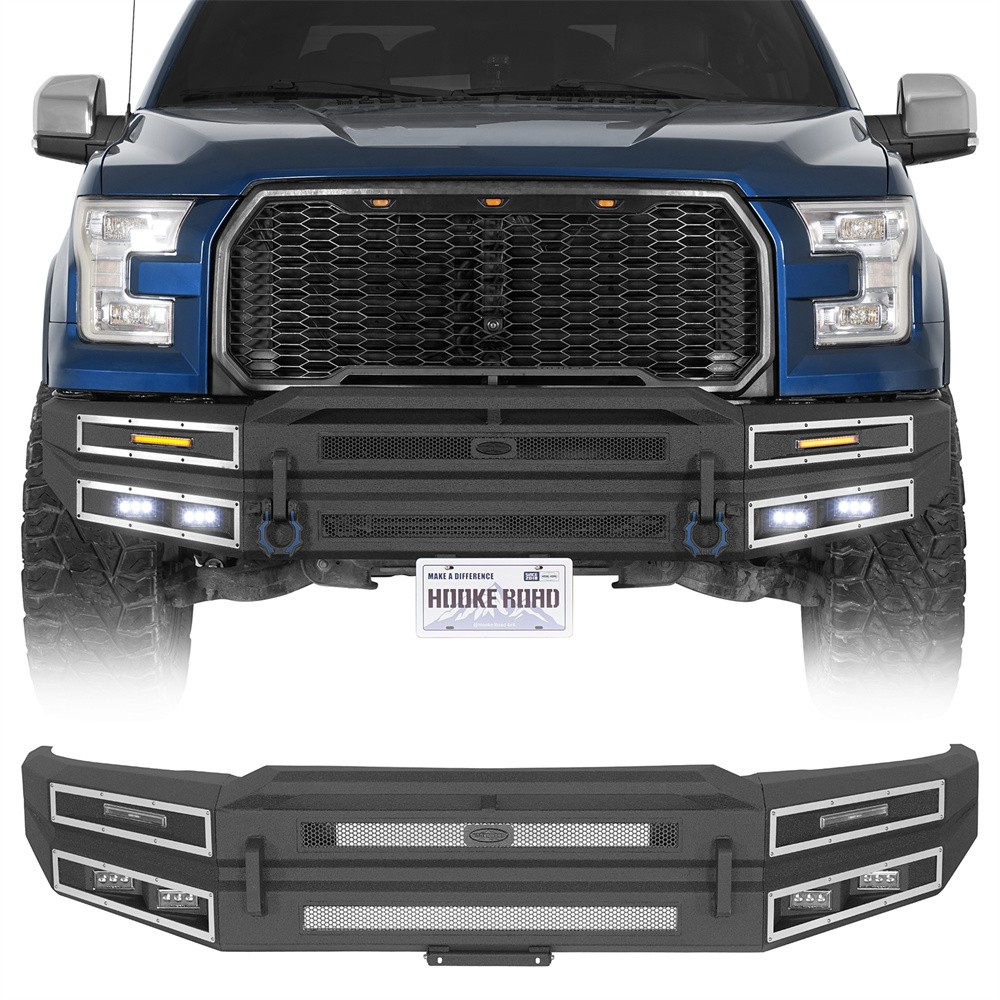 Offroad Steel Offroad Front Bumper w/ LED Lights For 2015 2016 2017 Ford F-150