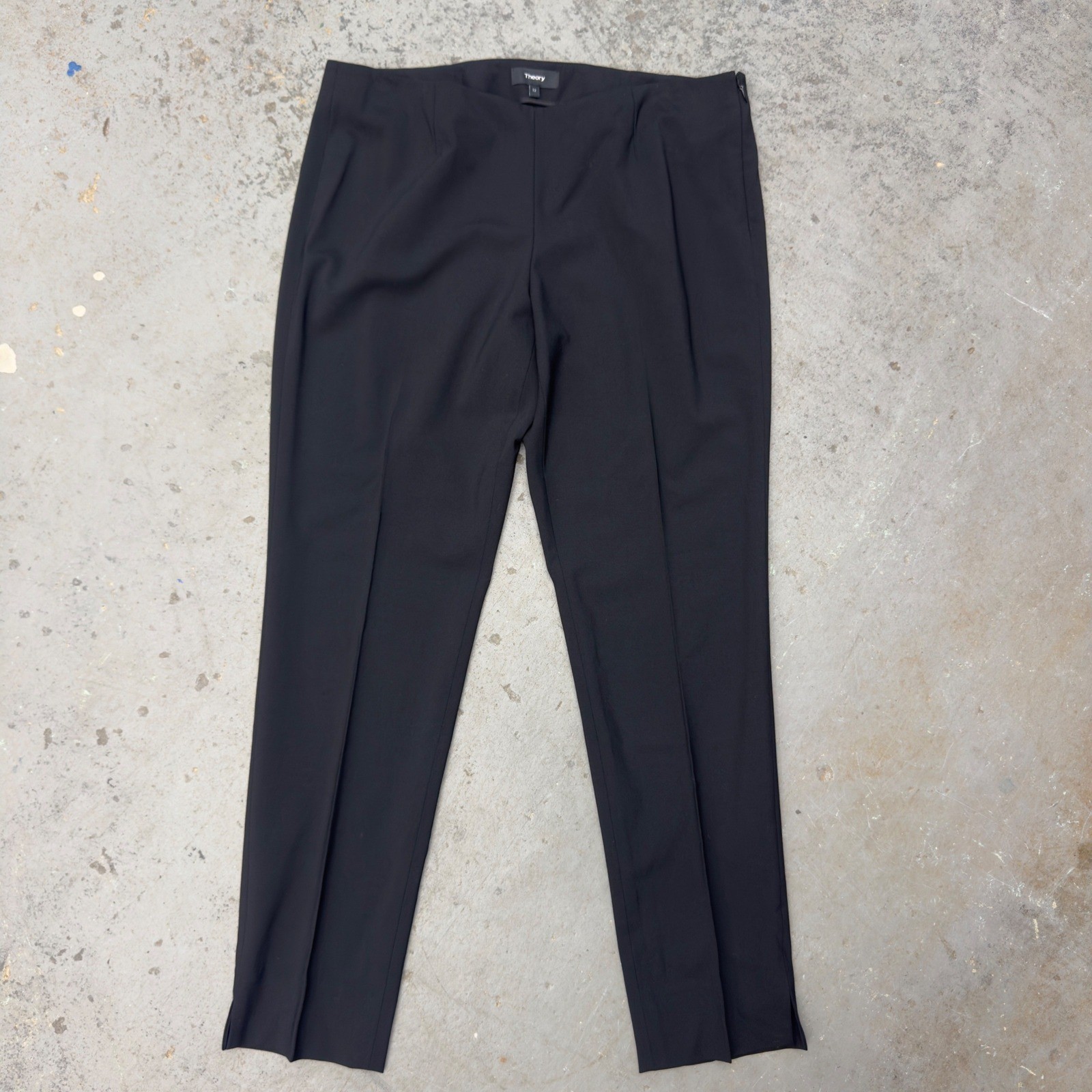 Theory Belisa 3 Sevona Black Virgin Wool Dress Pants Size 12 G011227R NWT
