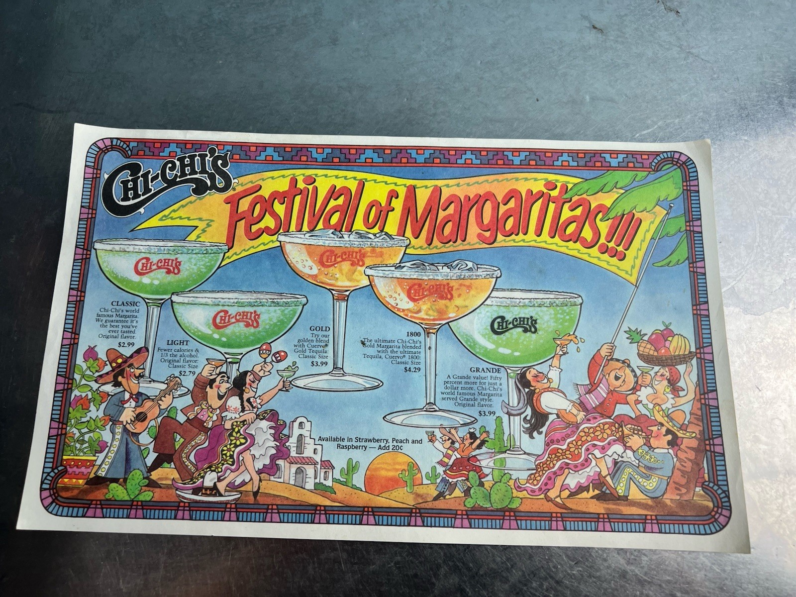Vintage Chi-Chi’s Restaurant Festival of Margaritas Menu Placemat Advertising