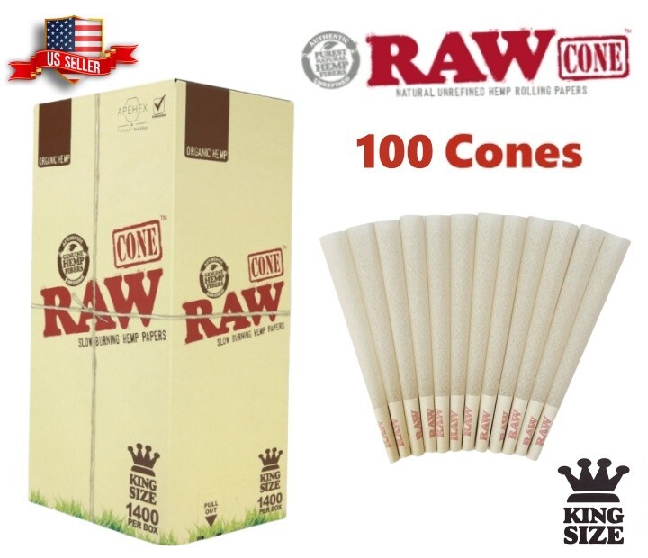 Authentic RAW Organic King Size Pre-Rolled Cones 100 Pack & 