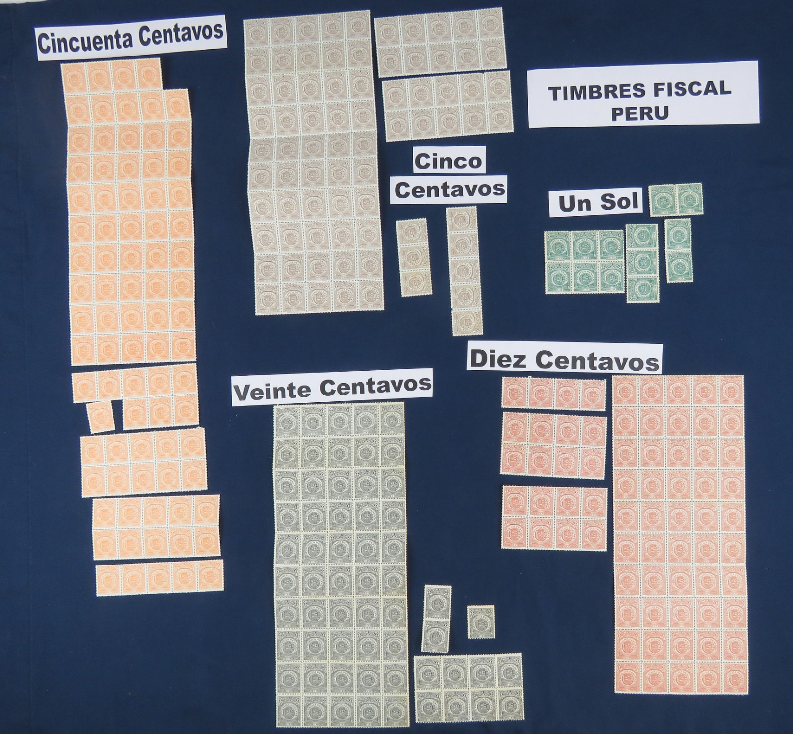 PERU circa 1960\'s REVENUE Lot TIMBRE FISCAL or DECRETO LEY