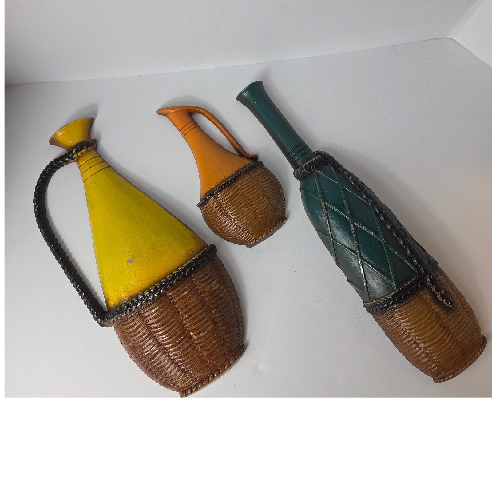 Vintage Sexton USA Cast Metal Wall Art Bottles Pitchers MCM Kitchen Decor Set 3