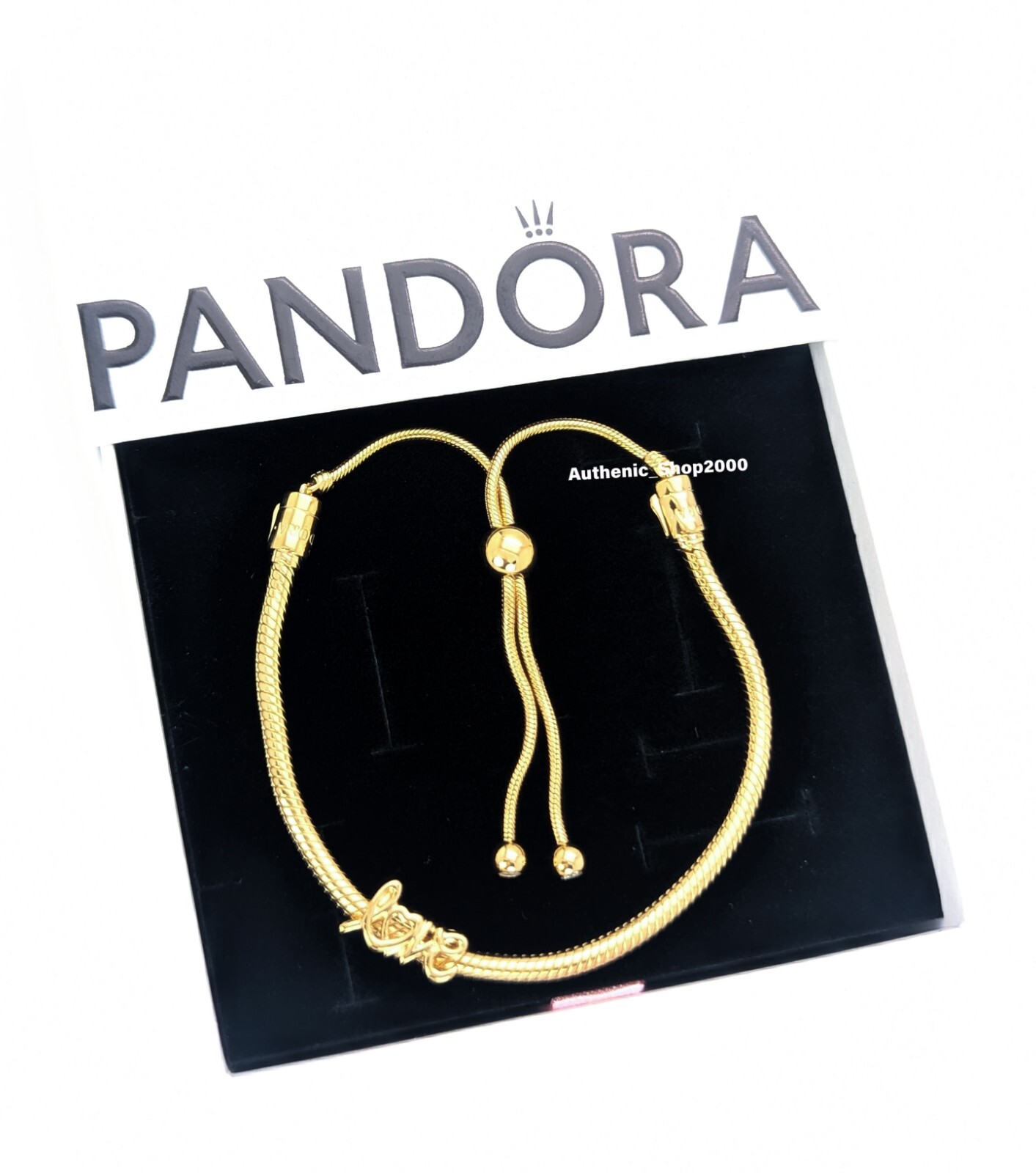 NEW 100% PANDORA 14K Gold Handwritten Love Charm + Bracelet Gift Set B802559