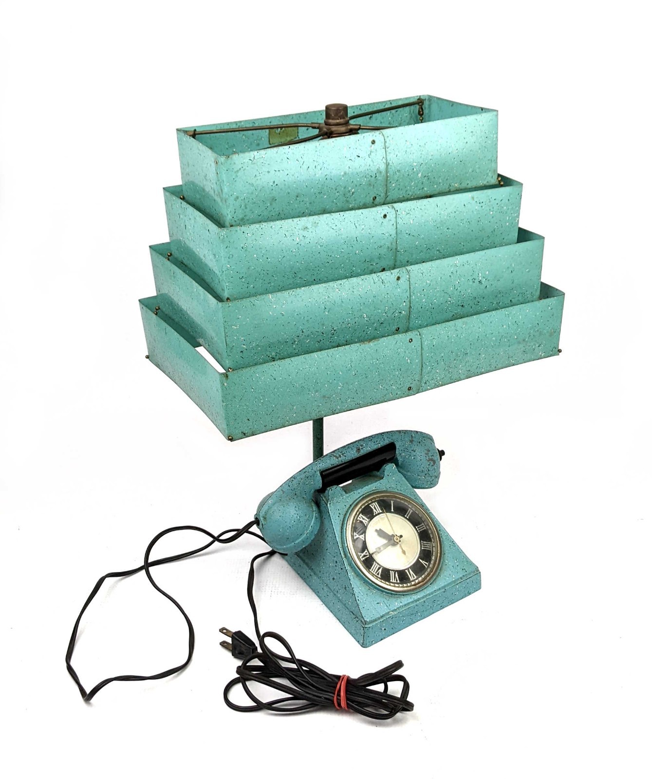 Vintage Trea Boye Kitsch Lighter Telephone Clock Teal Lamp Venetian Blind Shade Vintage Trea Boye Kitsch Lighter Telephone Clock Teal Lamp Venetian Blind Shade