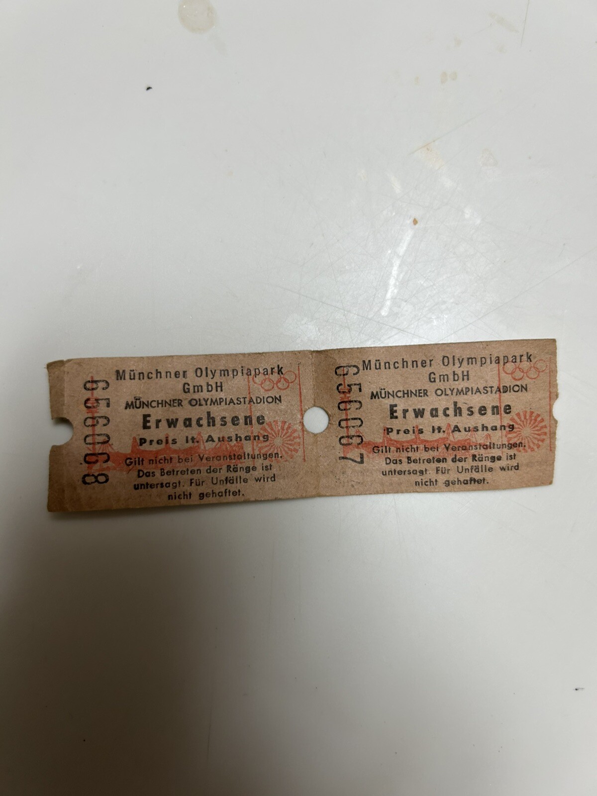 1972 Munich Olympic Tickets Munchen 2 Tickets
