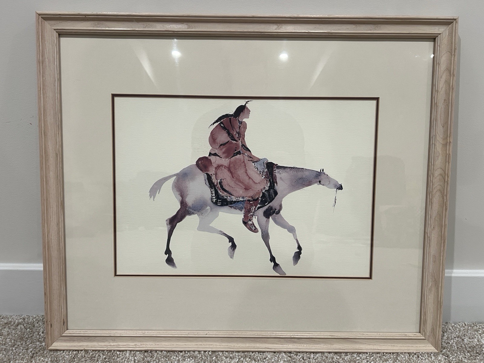 Carol Grigg, RIDING FAR BOY, NATIVE AMERICAN ARTIST FRAMED PRINT DOUBLE MATTED