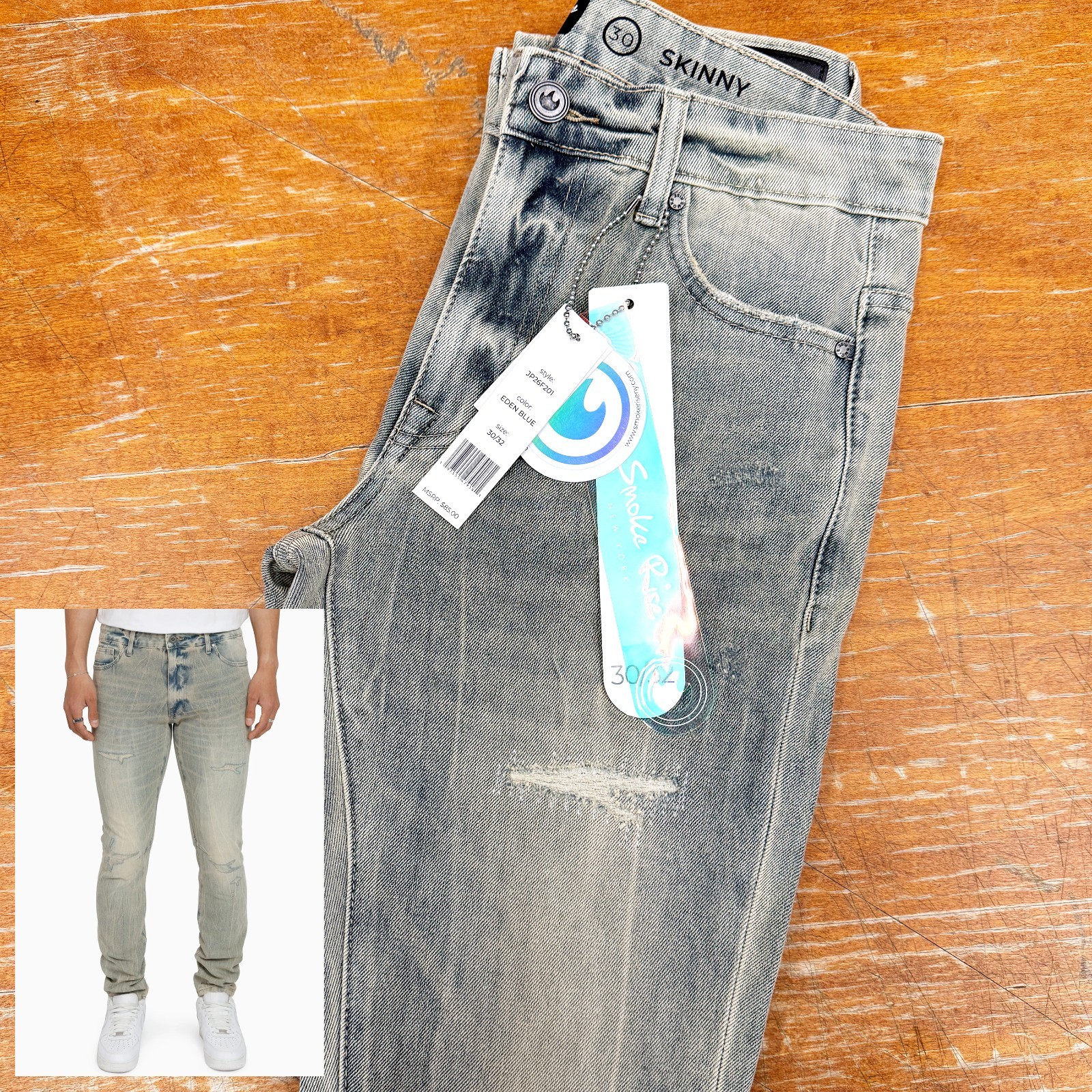 *NEW* Men Smoke Rise Vintage Washed Jeans EDEN BLUE (JP26F201) 👍