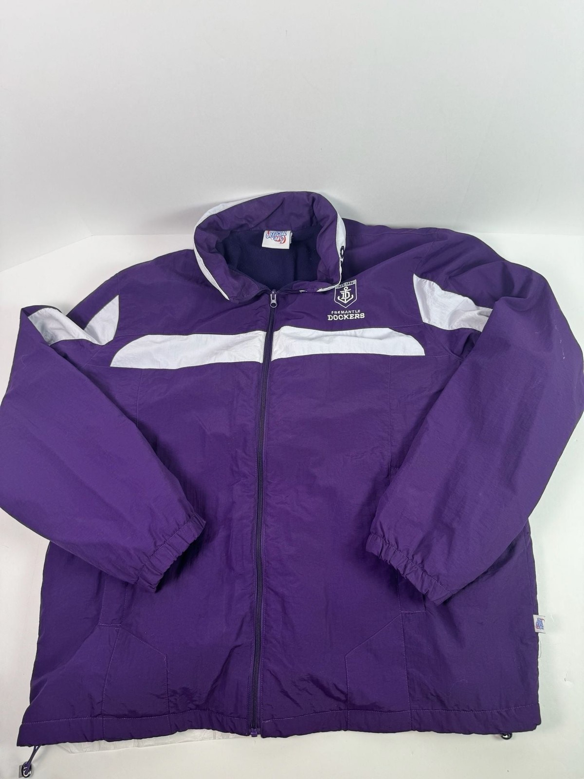 AFL Fremantle Dockers Windbreaker Jacket Purple Full Zip Fleece Lined Men\'s 2XL