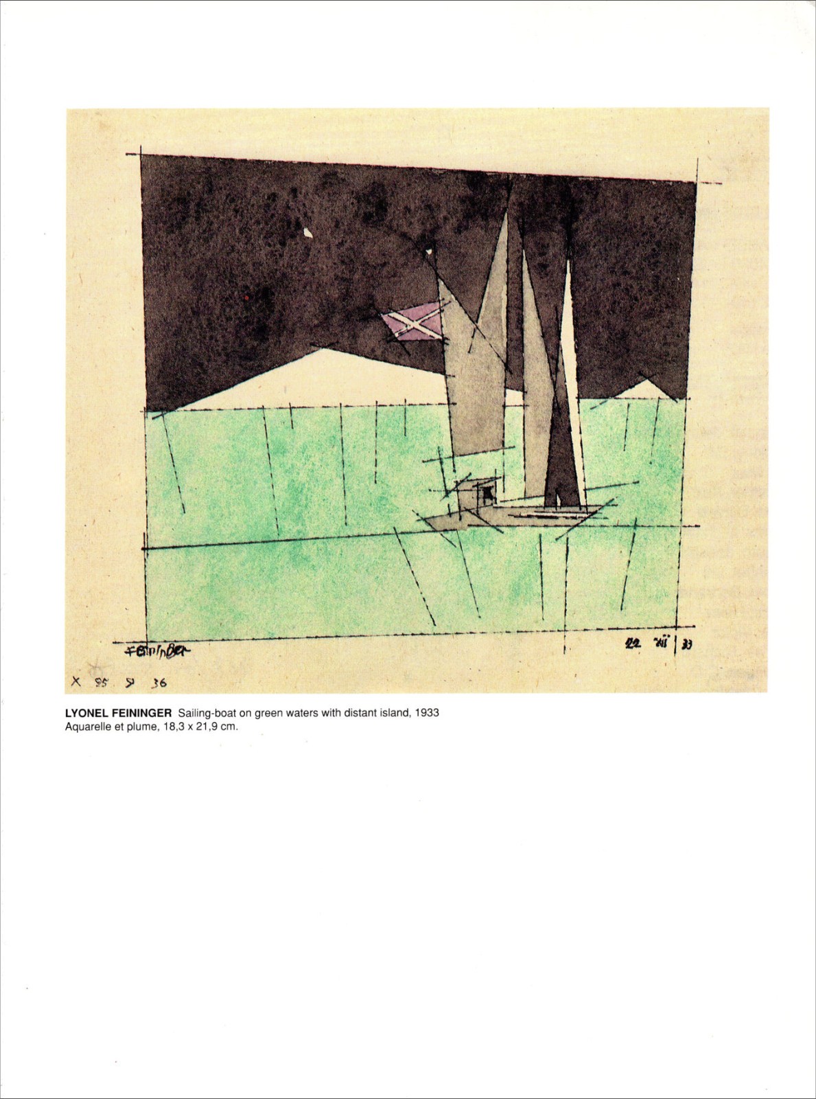 Lionel Feininger Sailing Boat On Green Waters 1933 Repro Catalog Art 11-3/4 x 8 Lionel Feininger Sailing Boat On Green Waters 1933 Repro Catalog Art 11-3/4 x 8